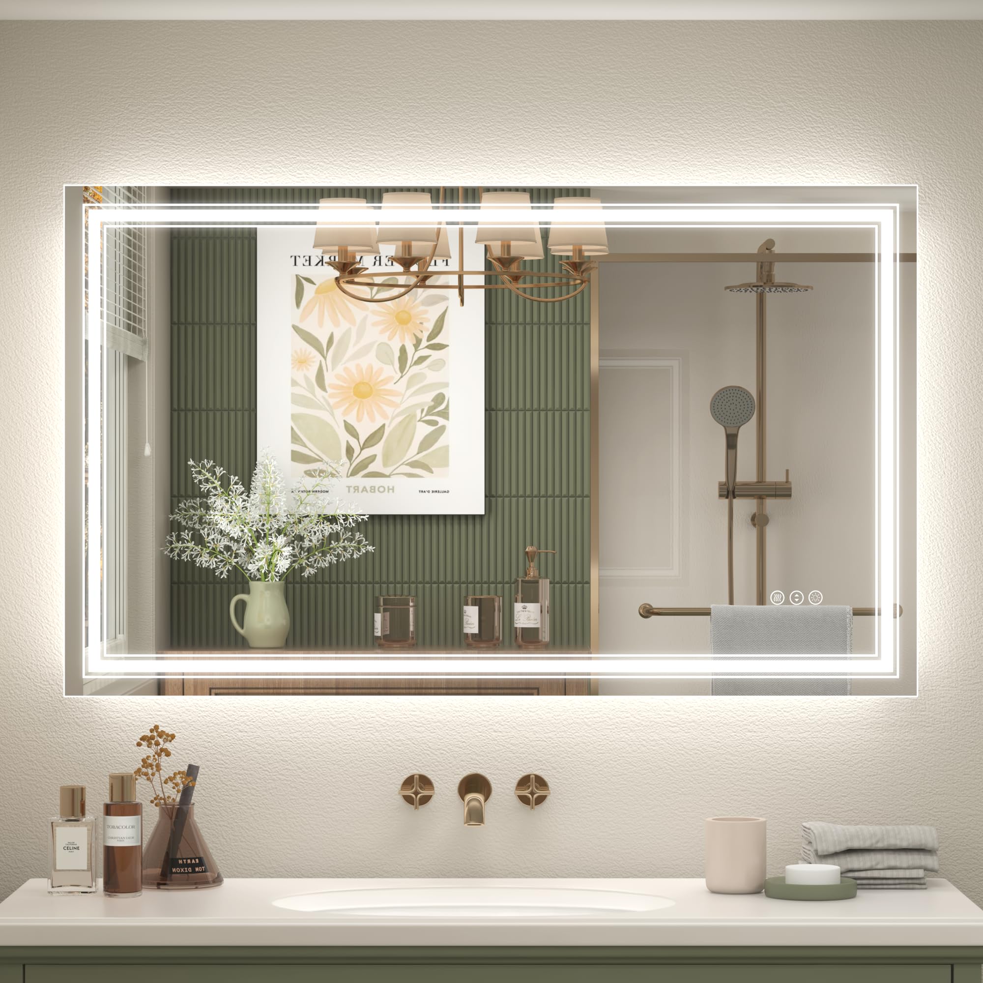 20x28 LED Bathroom Mirror, Vanity Mirror with Lights, Backlit and Front lit Mirror for Wall, Dimmable, Anti-Fog, Shatterpoof, Memory (Horizontal/Vertical)