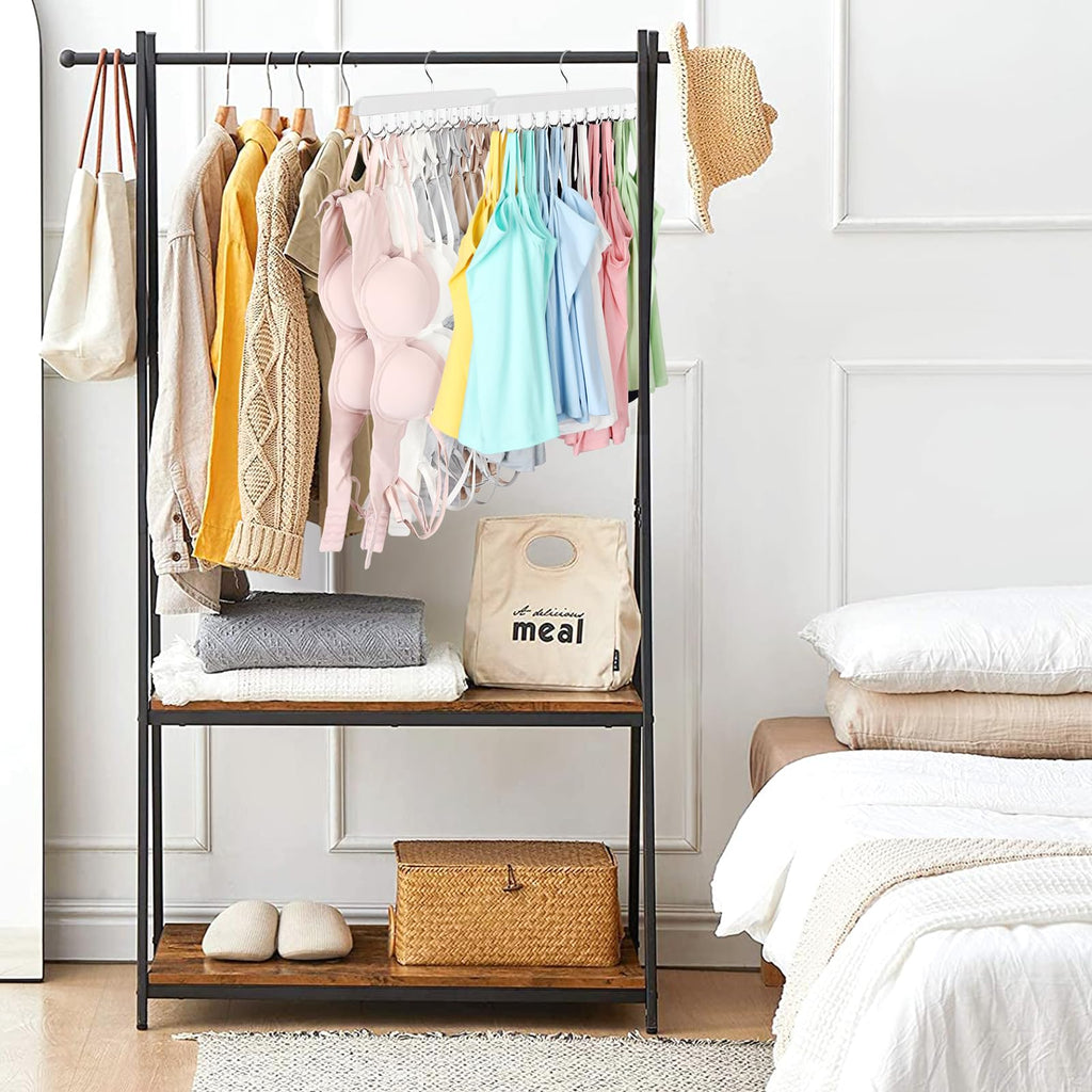Bra Hanger for Closet, Tank Top Organizer 20 Hooks Capacity Foldable Wood Space Saving Hanger Closet Organizers and Storage for Dorm & Apartment for Tank Top, Hats, Scarf etc.