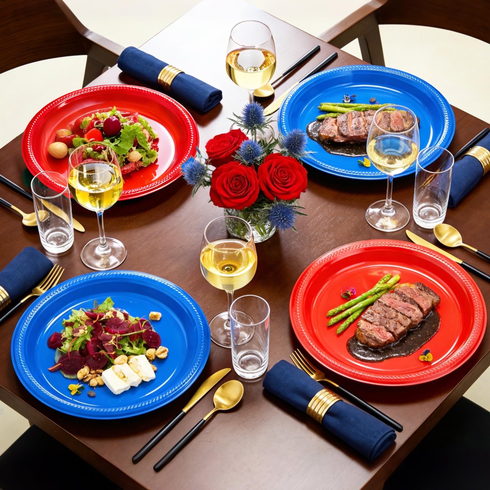 50 Pcs Black Plastic Plates, 10 Inch Black Plates, Black Party Plates Disposable for Birthday Weddings Fathers Day World Cup