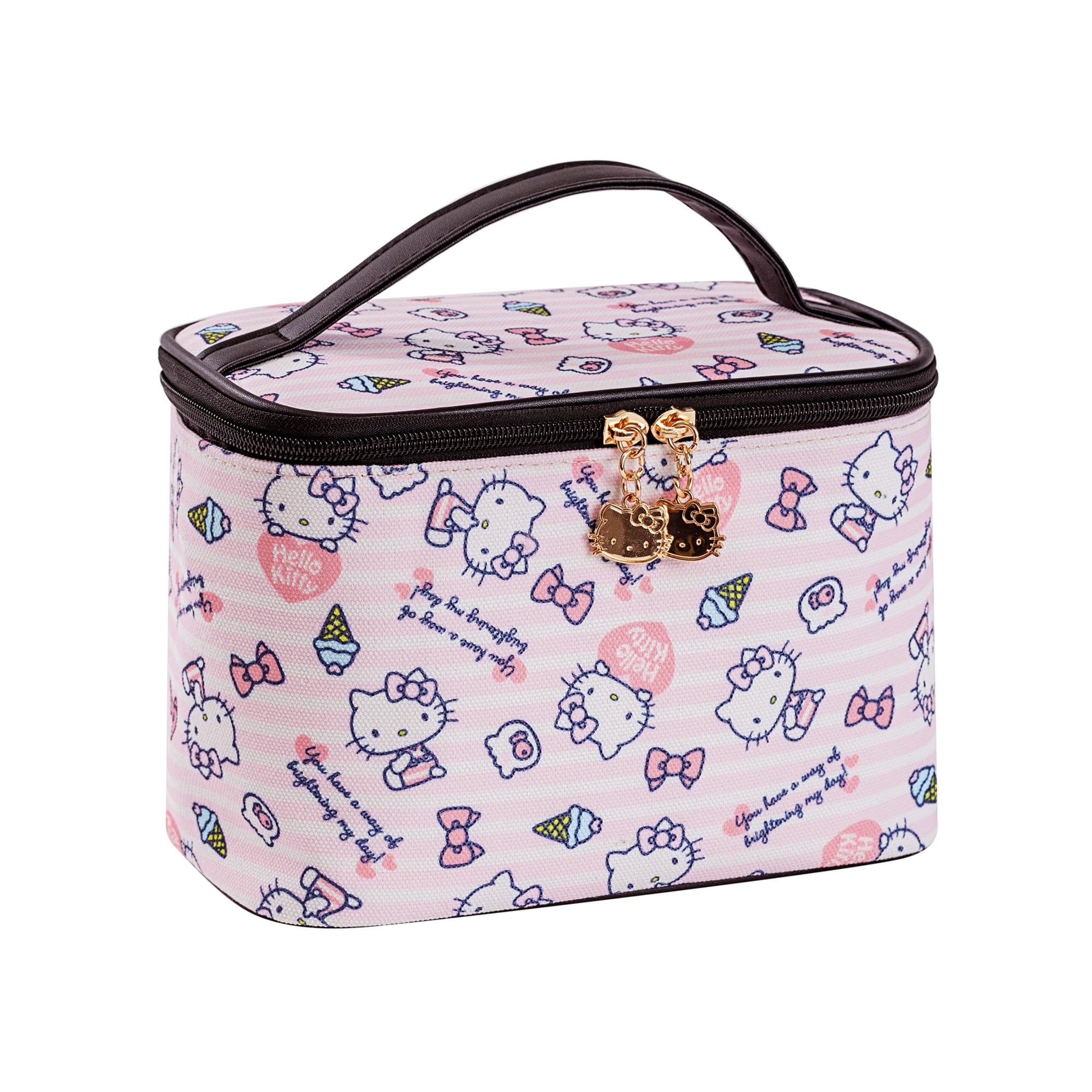 AmBealla Makeup Bag Large Waterproof Cosmetic Bags with Makeup Brush Holder,Cute Printed Makeup Organizer for Women Traveling,Portable Toiletry Bag for Girls