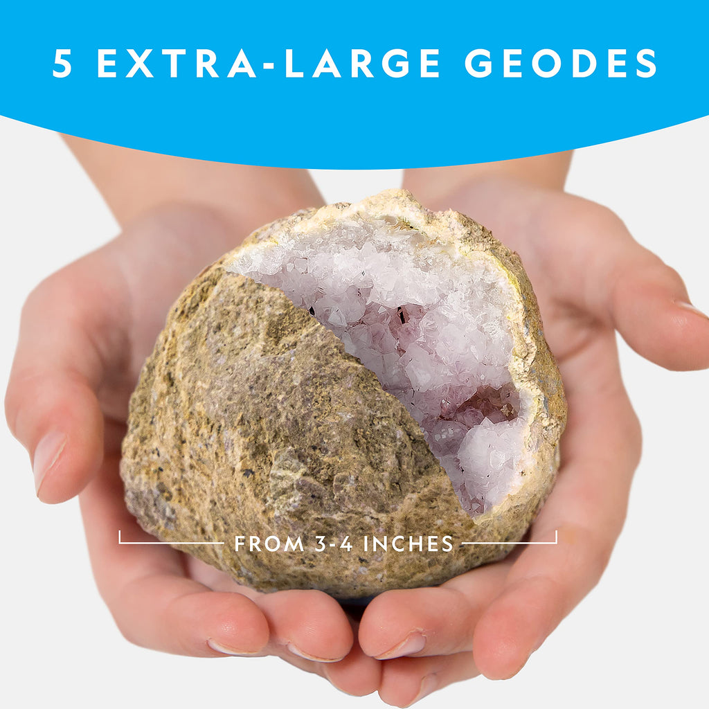 National Geographic Break Open 4 Geodes Science Kit – Includes Goggles and Display Stand - STEM Science Gift for Boys and Girls, Break Your Own Geodes with Crystals (Amazon Exclusive)