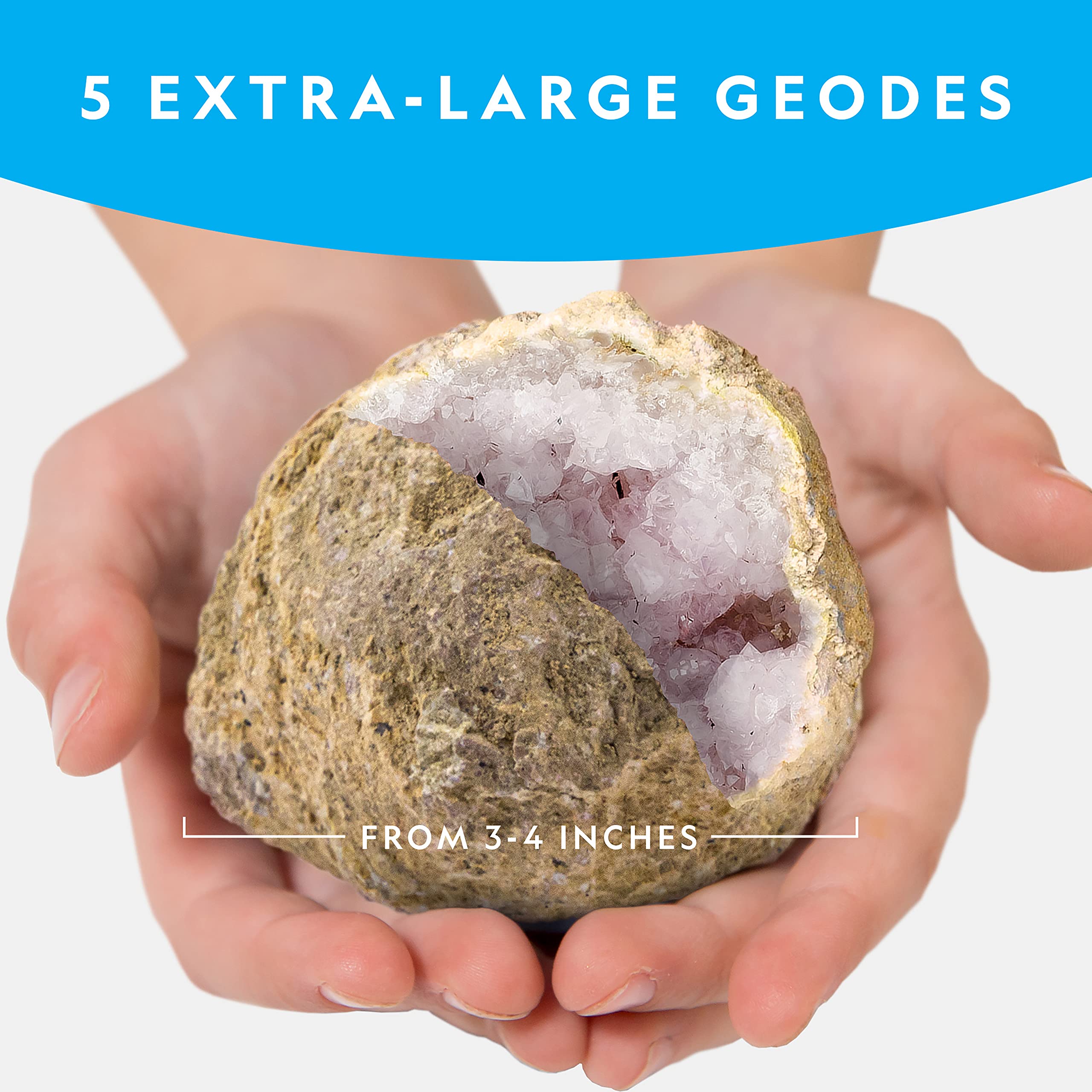 National Geographic Break Open 4 Geodes Science Kit – Includes Goggles and Display Stand - STEM Science Gift for Boys and Girls, Break Your Own Geodes with Crystals (Amazon Exclusive)