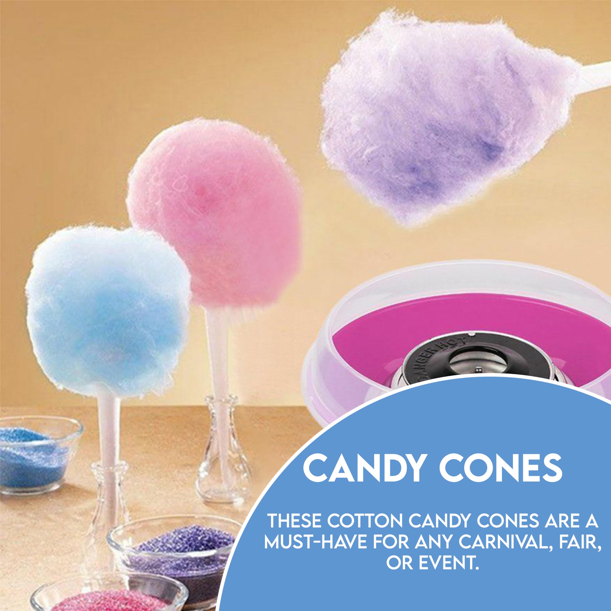 Plain Cotton Candy Cones - Package of 1,000