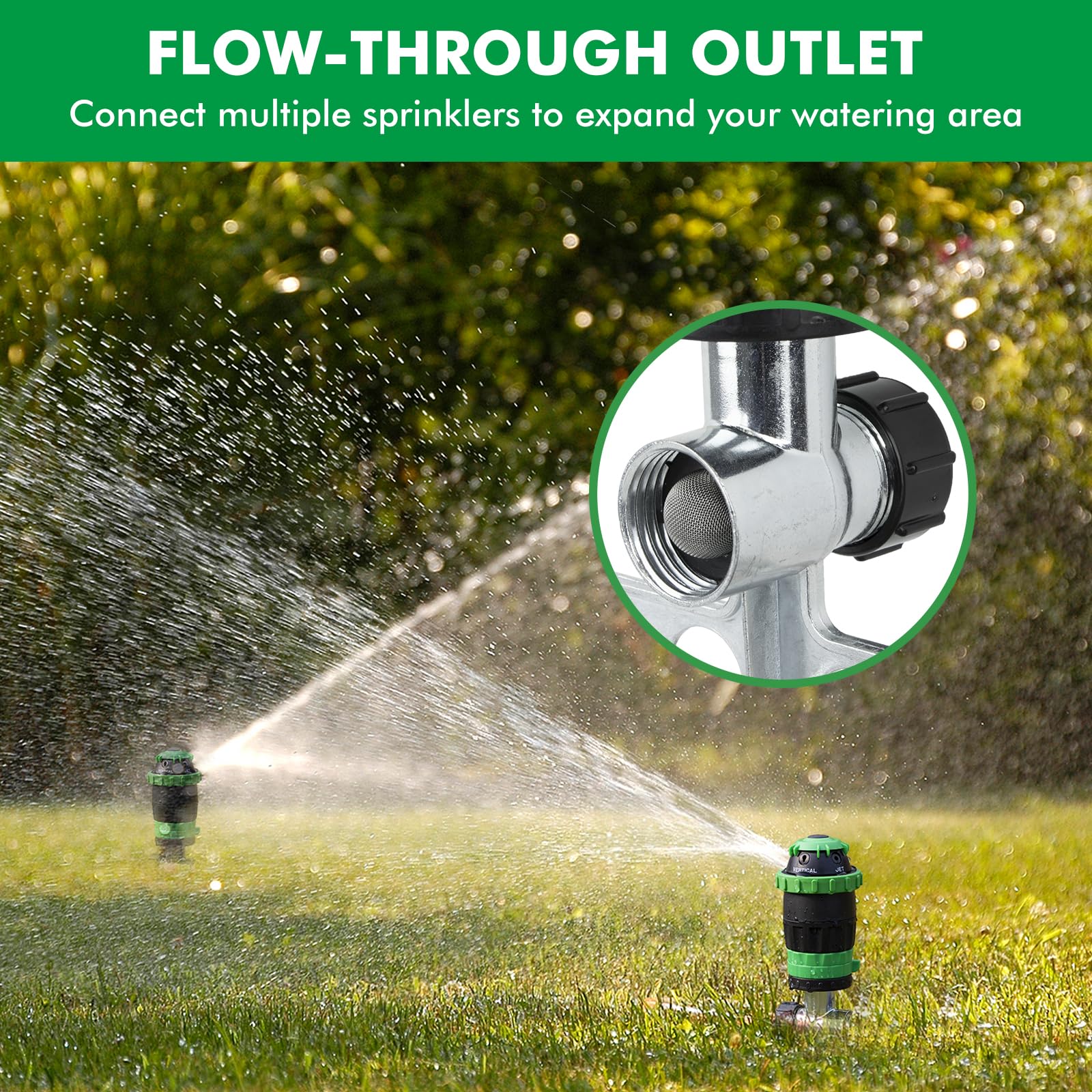 RESTMO Gear Drive Sprinkler with Metal Spike Base, 5-Pattern Heavy Duty Gardening Watering System, Multi-Adjustable Lawn Sprinkle for Garden Plant, Flower Bed and Large Yard Area Watering, Gray