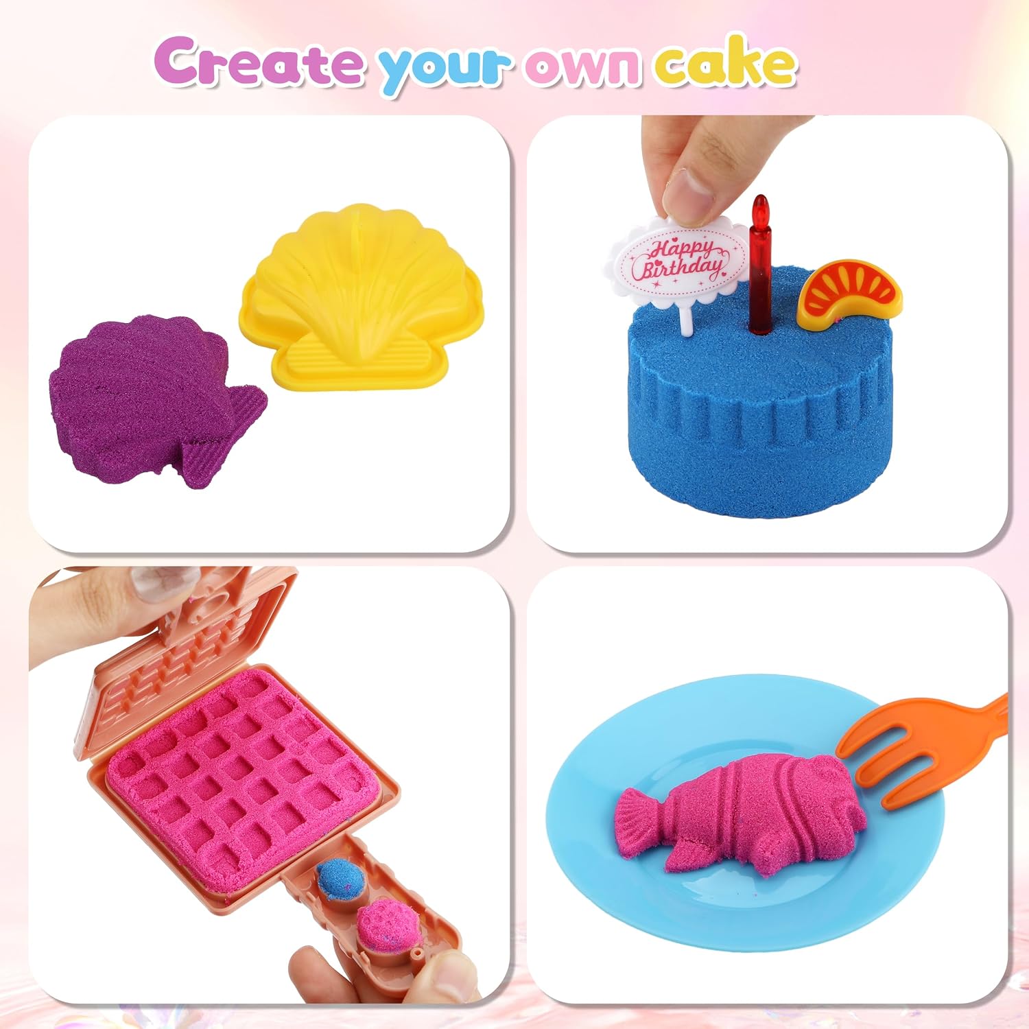 YIDESTARS Sensory Play Kit: Sand Art & Ice Cream Toy - 4lbs Colorful Sand,Molds,Tools,Sandbox w/Lid - Fun Gift for Kids(3-8)