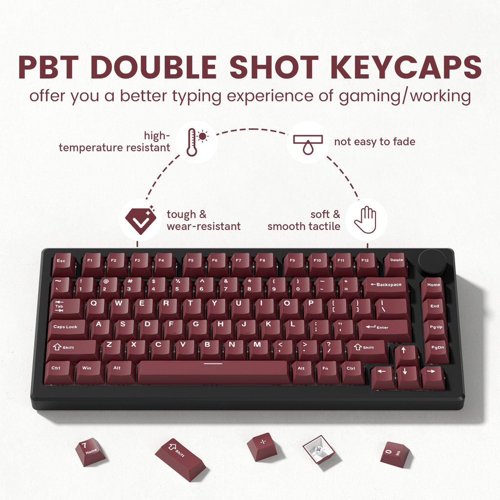 dagaladoo Black Topographic keycaps Double Shot PBT keycaps Shine Through Keyboard Keys Side Printed Key caps Cherry Profile Custom keycap Set for100%, 75%, 65%, 60% US Layout Mechanical Keyboard