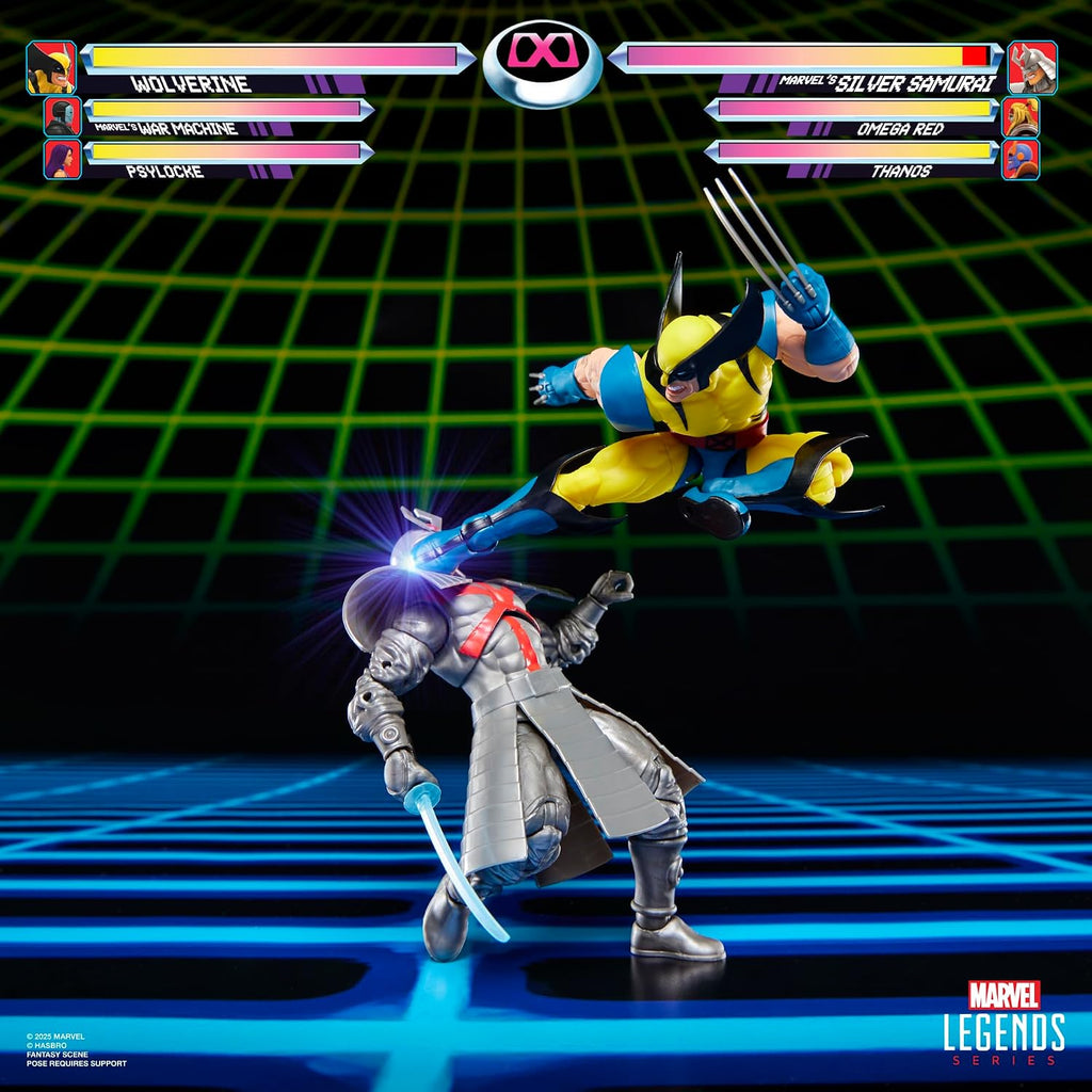 Marvel Legends Series Gamerverse Wolverine vs Marvel's Silver Samurai, Retro Video Game -Inspired Collectible 6-Inch Action Figures