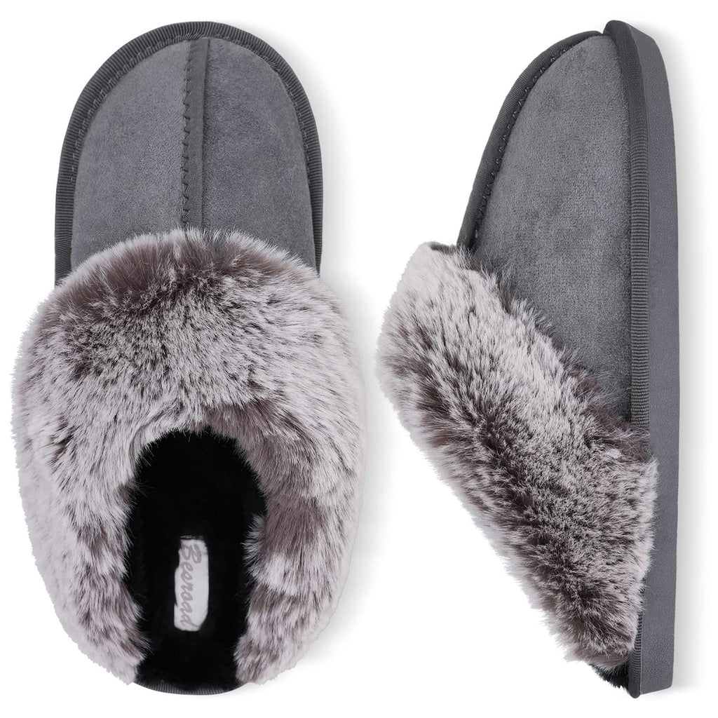 Besroad Winter Fuzzy House Slippers Sandals Plush Faux Fur Fluffy Flats Slippers Warm Slide Shoes for Women