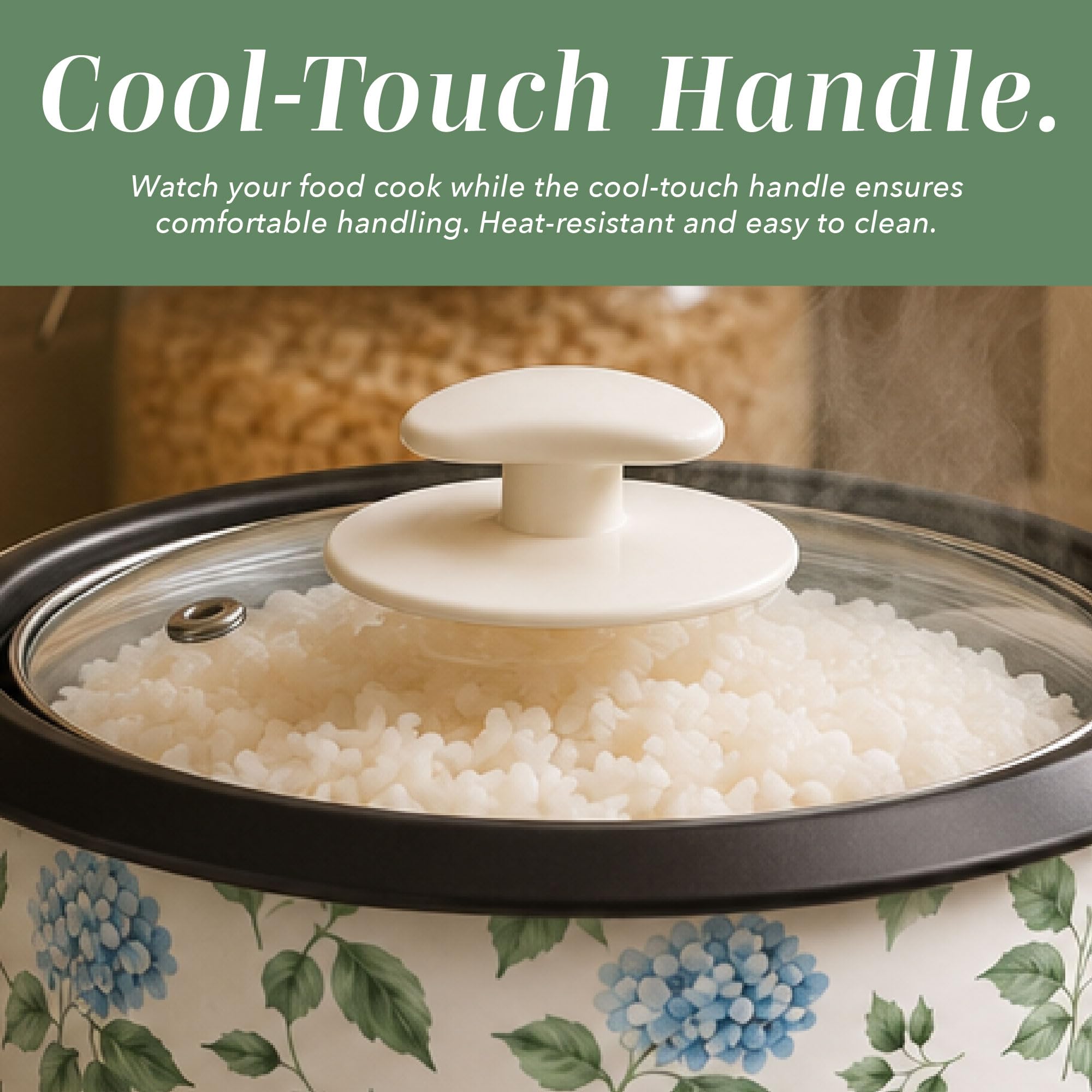 COOK WITH COLOR 6 Cup Rice Cooker 300W - Effortless Cooking and Perfectly, Cooks 3 Cups of Raw Rice for 6 Cups of Cooked Rice, Floral Blue