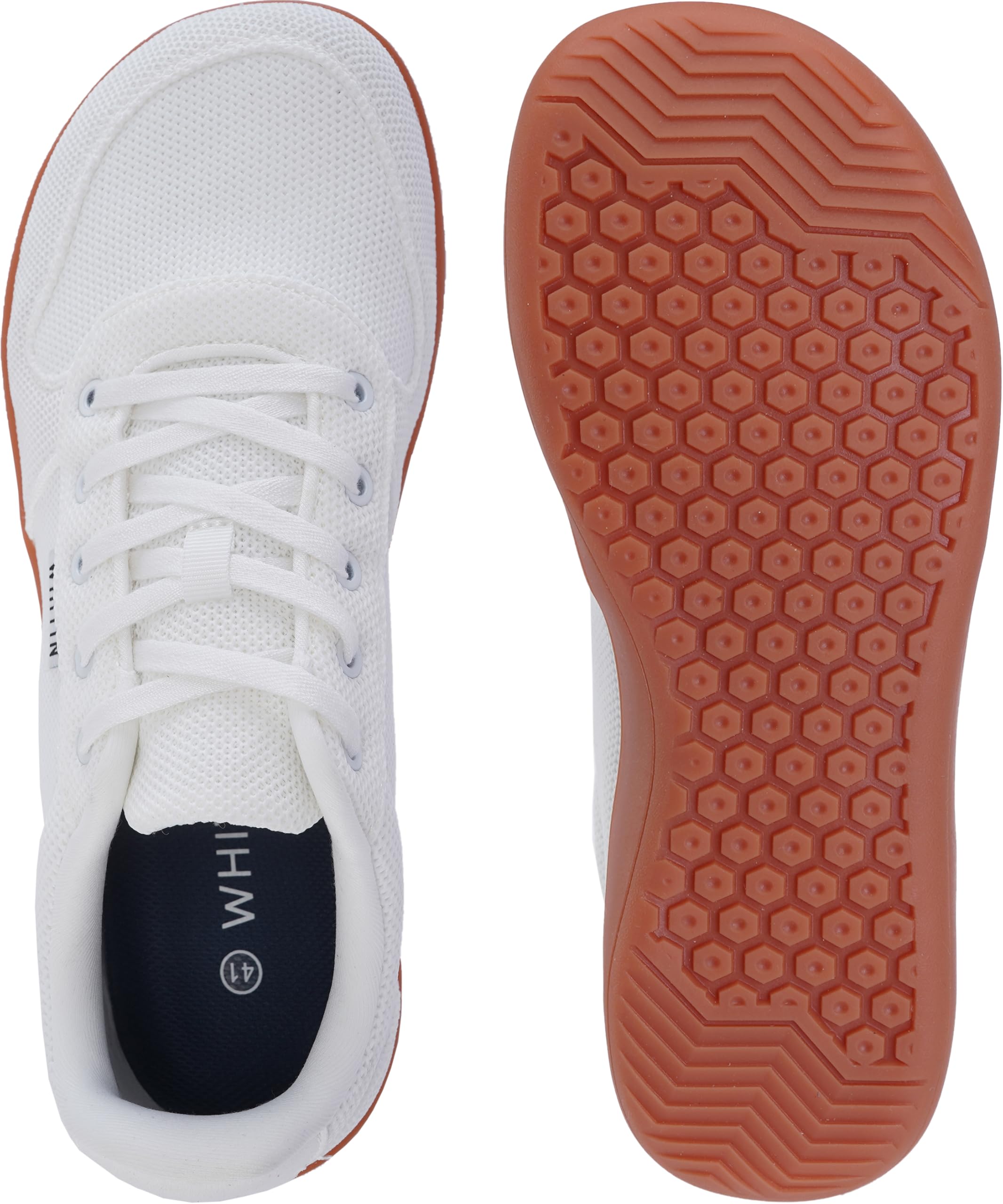 WHITIN Men's Wide Toe Box Barefoot Sneakers + Breathable Knit Walking Shoes