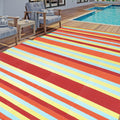 HUGEAR Outdoor Patio Rug 3'x5' Waterproof Outside Area Rugs Blue Reversible Plastic Straw Carpet for RV Deck Camping Entryance Porch Picnic Balcony Beach