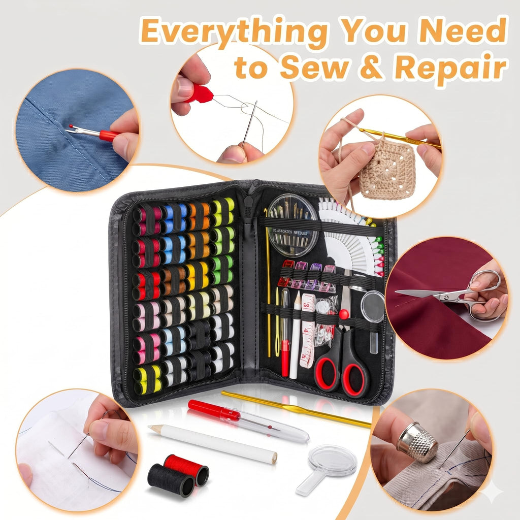 ARTIKA Travel Sewing Kit, 59-Piece Portable Kit for Travel, Includes Scissors, Thread, Tape Measure - Sewing Accessories and Supplies