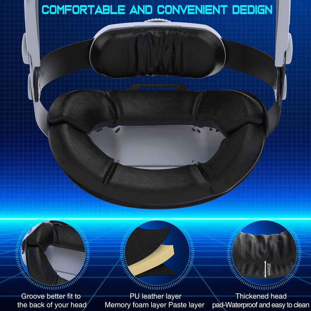 Hot-Swappable Battery Head Strap for Quest 2/Quest 3/3S, 15000mAH Detachable Battery, Extra 6-8 Hours Playtime, Double Knobs, Soft Cushion, Reduces Head Pressure, with One Charging Dock