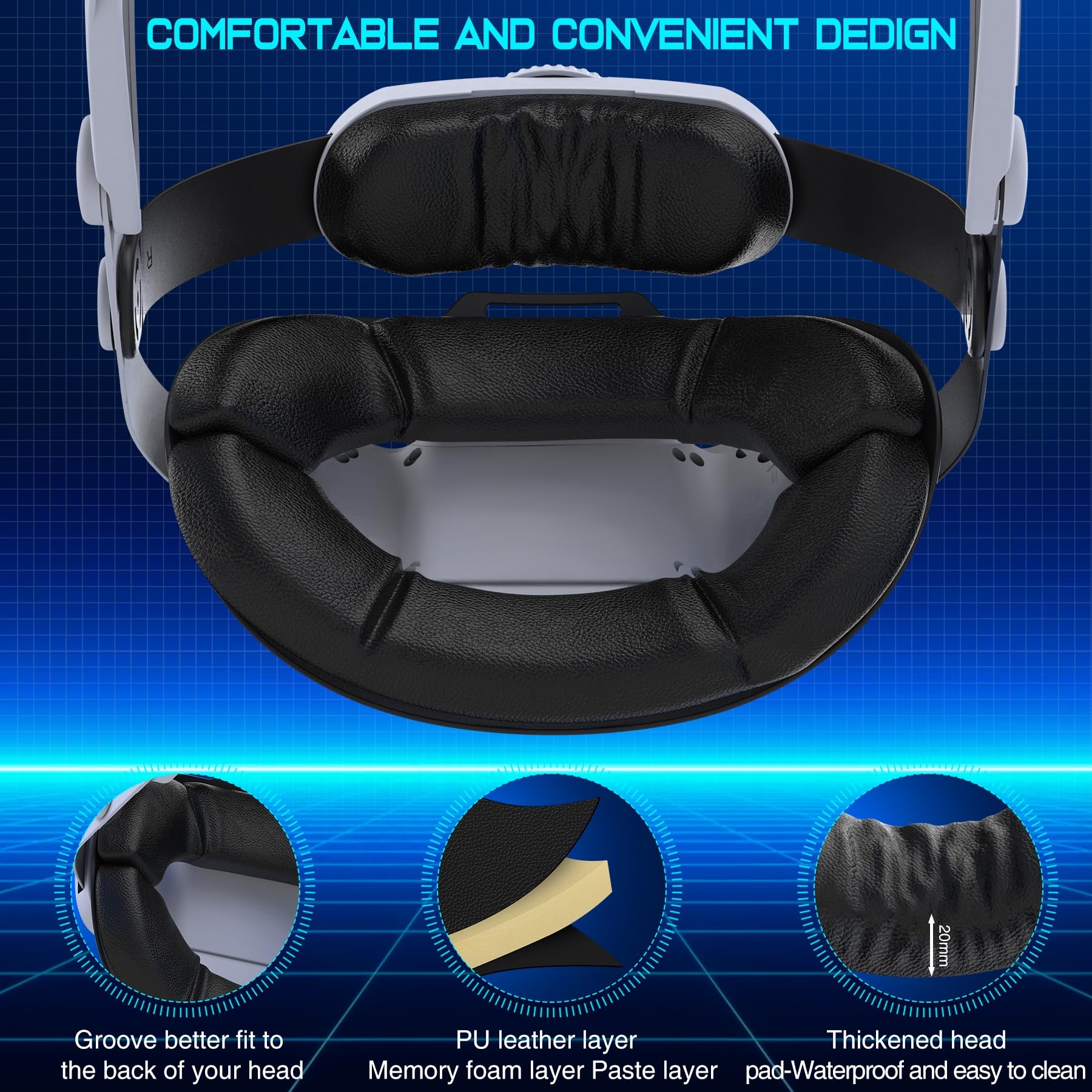 Hot-Swappable Battery Head Strap for Quest 2/Quest 3/3S, 15000mAH Detachable Battery, Extra 6-8 Hours Playtime, Double Knobs, Soft Cushion, Reduces Head Pressure, with One Charging Dock