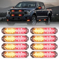 8-Pcs 12 LED Sync Feature Emergency Strobe Grille Lights Ultra Slim Surface Mount Hazard Warning Flashing Light Bar for Firefighter/Construction/Police/Trucks/Vehicles/Car/SUV (Amber/White)