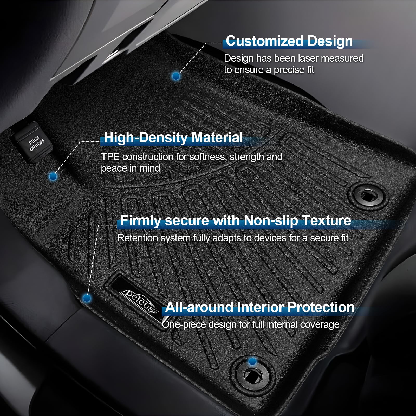 PELEUS Floor Mats for Toyota 4Runner 2003-2009 (4th Gen), All Weather Custom Fit Car Mats & Cargo Liner Set, Odorless TPE Heavy Duty Protection Accessories, Black (Only 5-Seat Models)