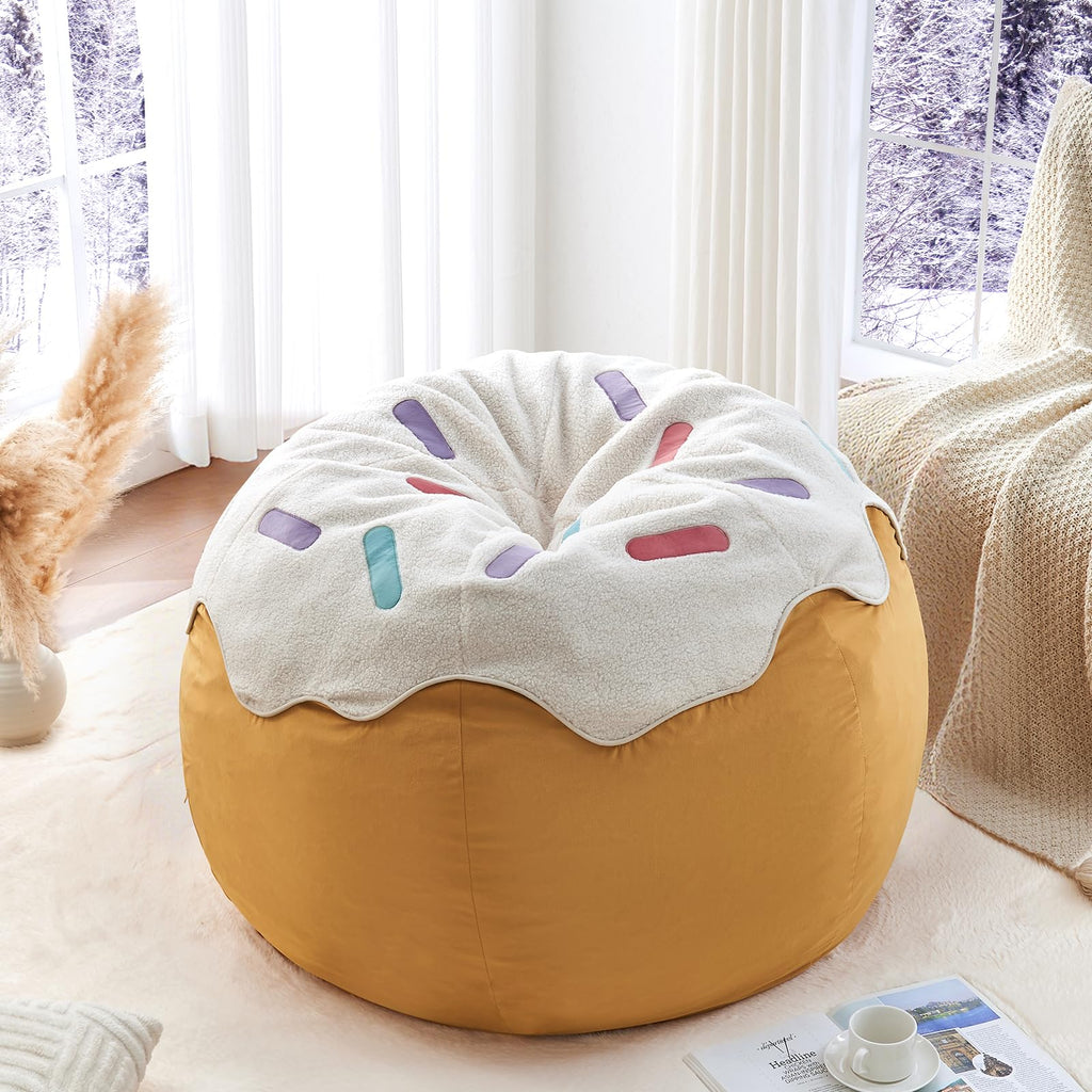 Sports Baseball Bean Bag Chair - Luxurious Bean Bag Chairs for Kids Teens Adults - Floor Sofa Couch with Filler - Plush BeanBag Furniture for Living Room Bedroom College Dorm - 32 Inch