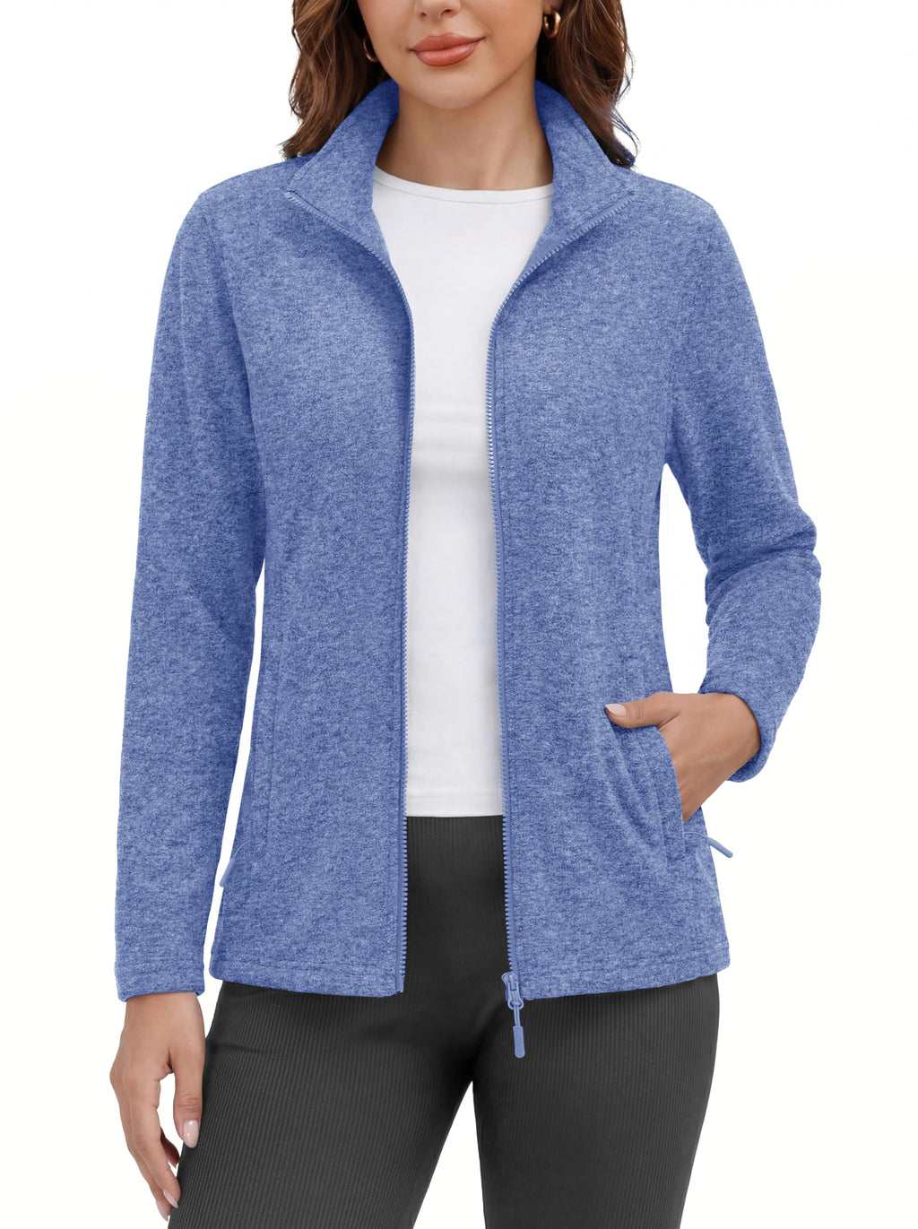 MAGCOMSEN Fleece Jacket Women Zip UP Lightweight Soft Polar Warm Winter Jackets for Women with Pockets Outdoor Hiking