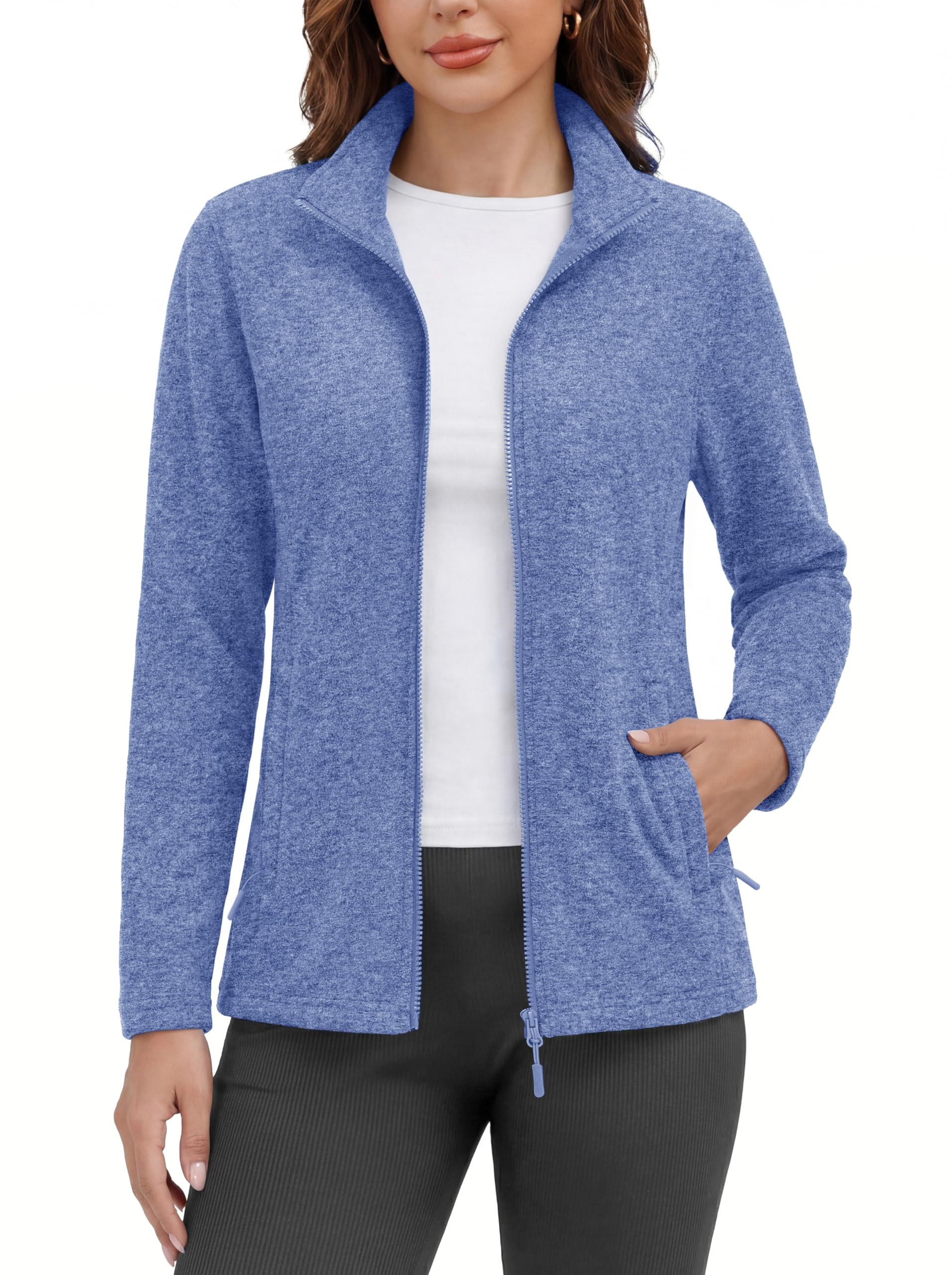 MAGCOMSEN Fleece Jacket Women Zip UP Lightweight Soft Polar Warm Winter Jackets for Women with Pockets Outdoor Hiking