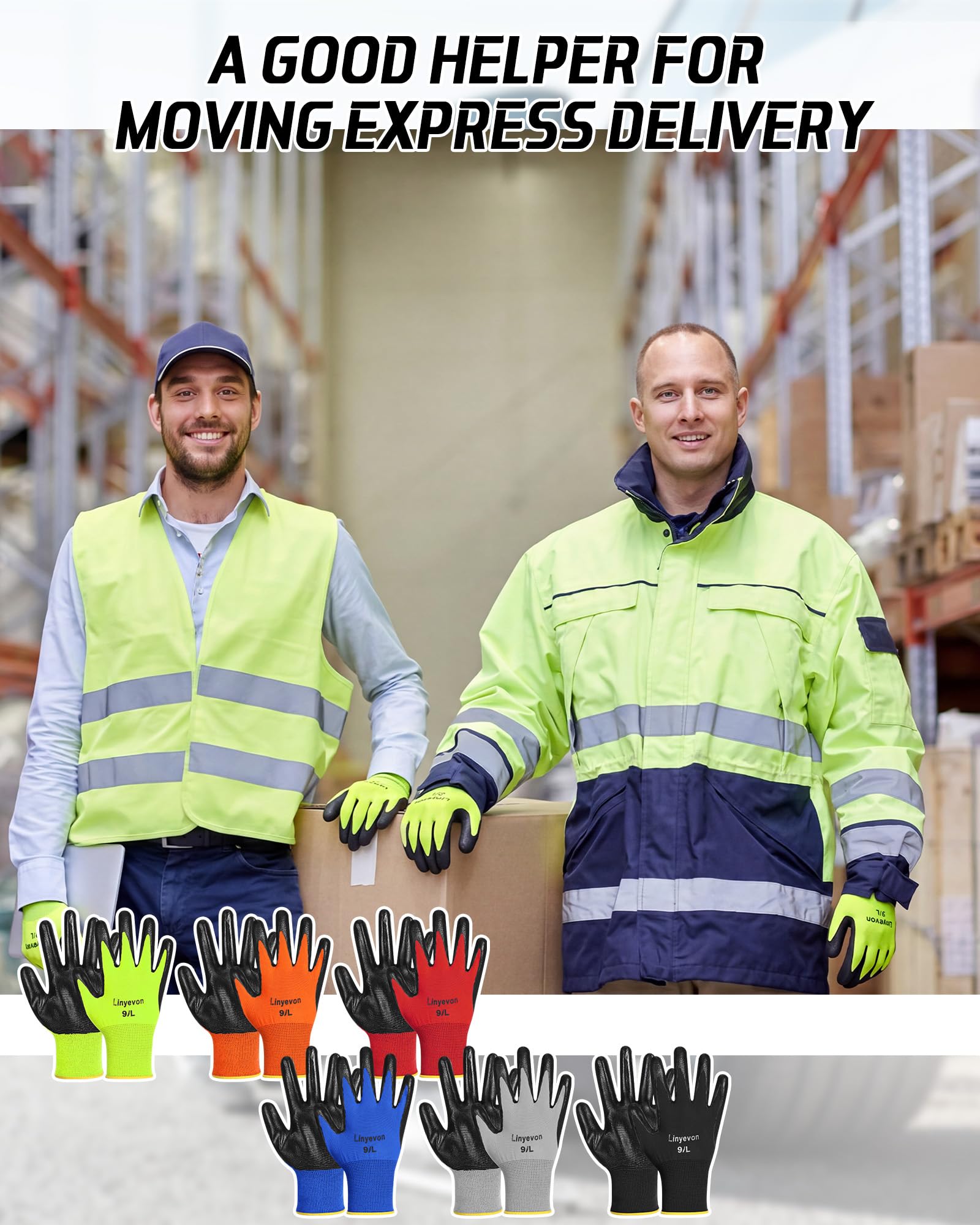 Maxcheck PU Coated Gloves Bulk, Reusable Rubber Safety Gloves for Men Women Work Warehouse, Mechanic, Woodworking