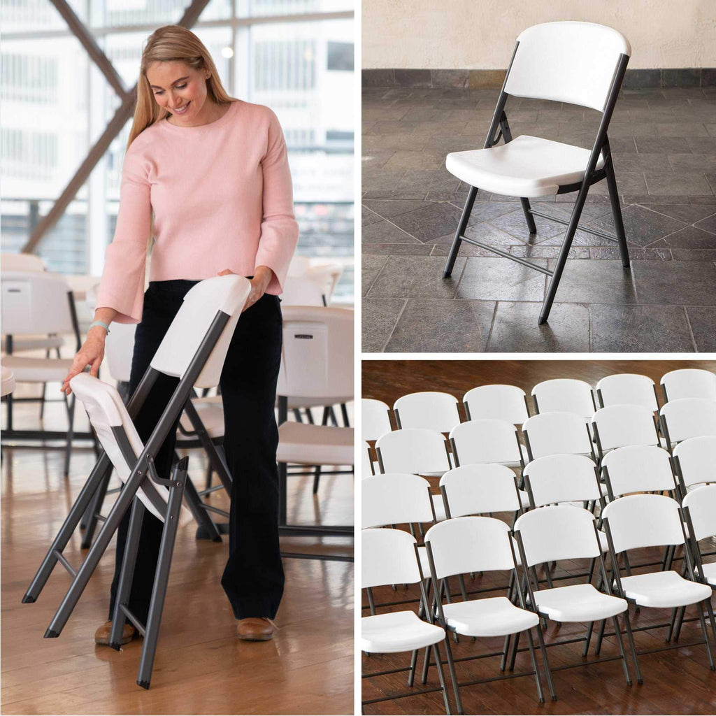 LIFETIME 42803 Commercial Grade Folding Chairs, 4 Pack, Almond