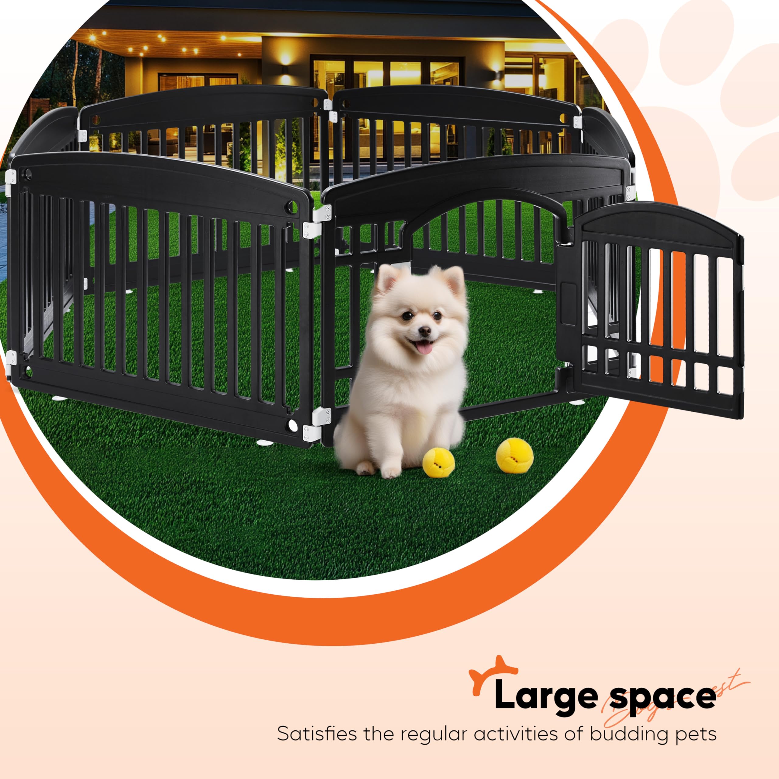 Dog Playpen 24 Inch 8 Panels, Ideal Dog Fence for Puppy/Small Dogs Indoor & Outdoor Bliss, Perfect Dog Pen for Camping, Yard, RV, Garden Fence, Black