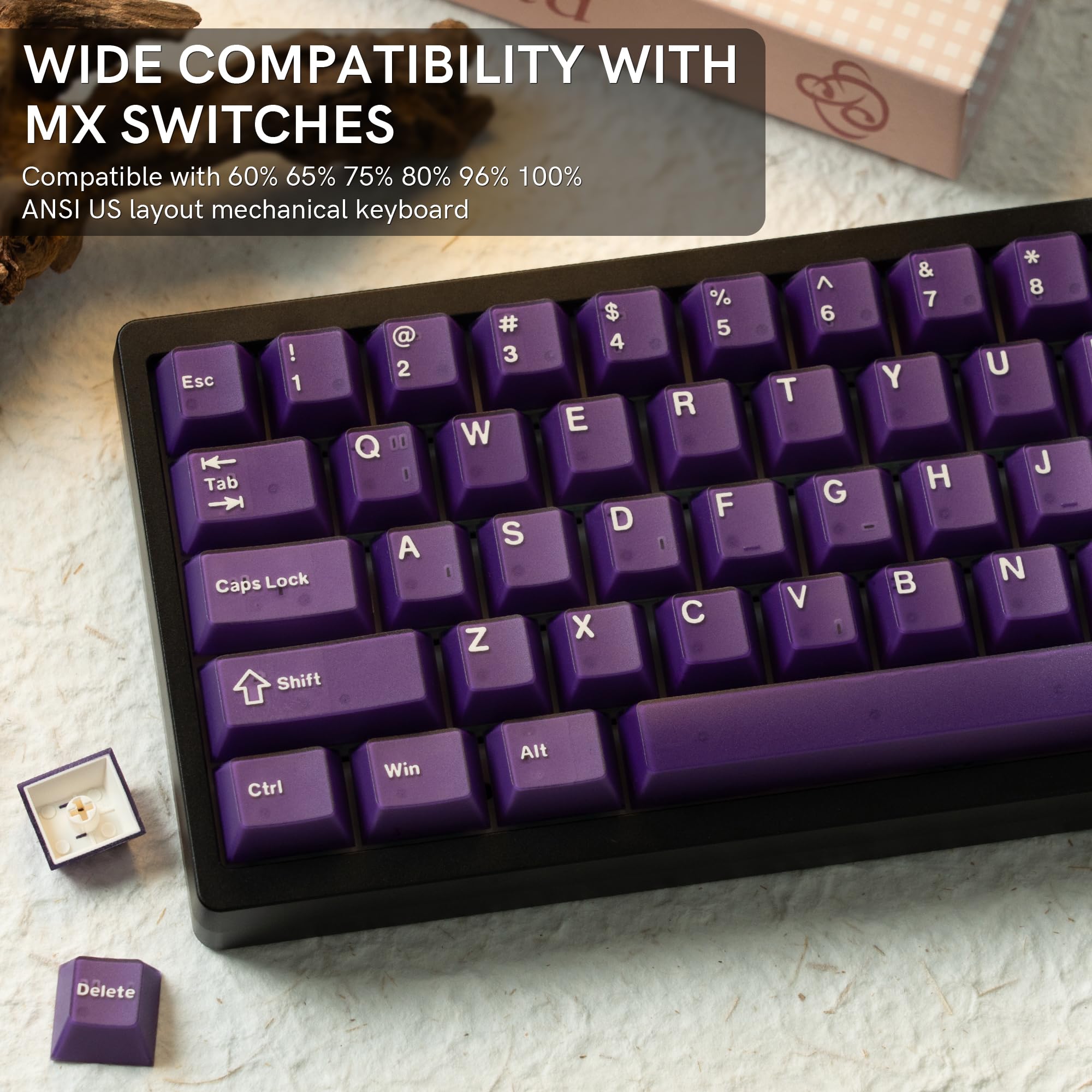 dagaladoo Black Topographic keycaps Double Shot PBT keycaps Shine Through Keyboard Keys Side Printed Key caps Cherry Profile Custom keycap Set for100%, 75%, 65%, 60% US Layout Mechanical Keyboard