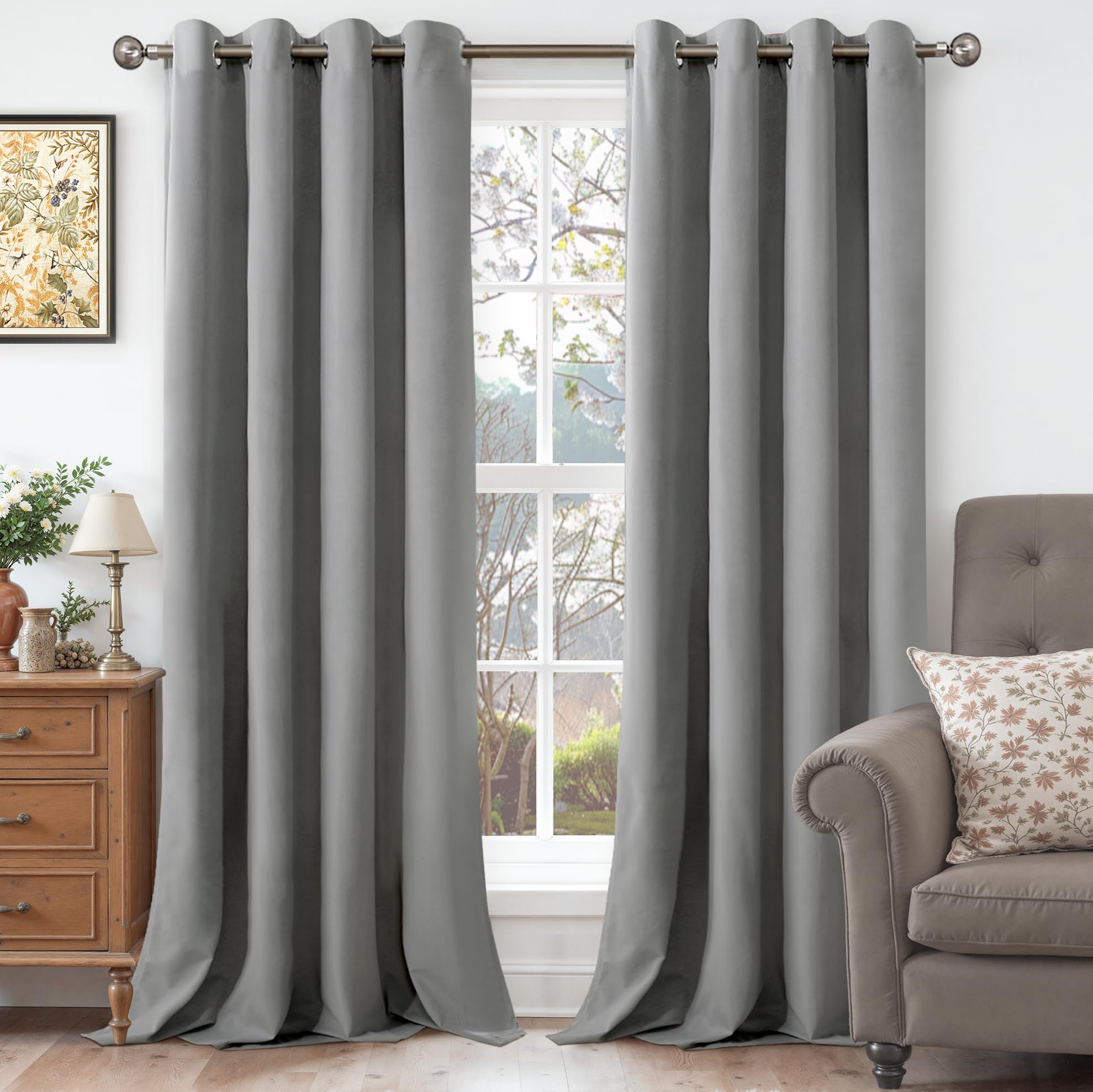 YoungsTex Velvet Black Out Curtains 63 Inches Long for Bedroom, Grommet Thermal Insulated Drapes Room Darkening Privacy for Living Room, Black, 2 Panels, 52 X 63 Inch