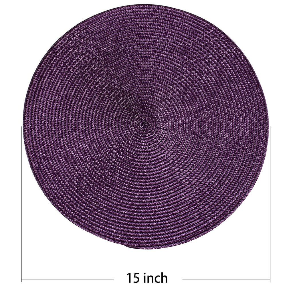 AHHFSMEI Round Placemats Set of 6 Heat Resistant Washable Non-Slip Woven Braided Table Mats for Dining Table Kitchen & Home Decor (Beige)