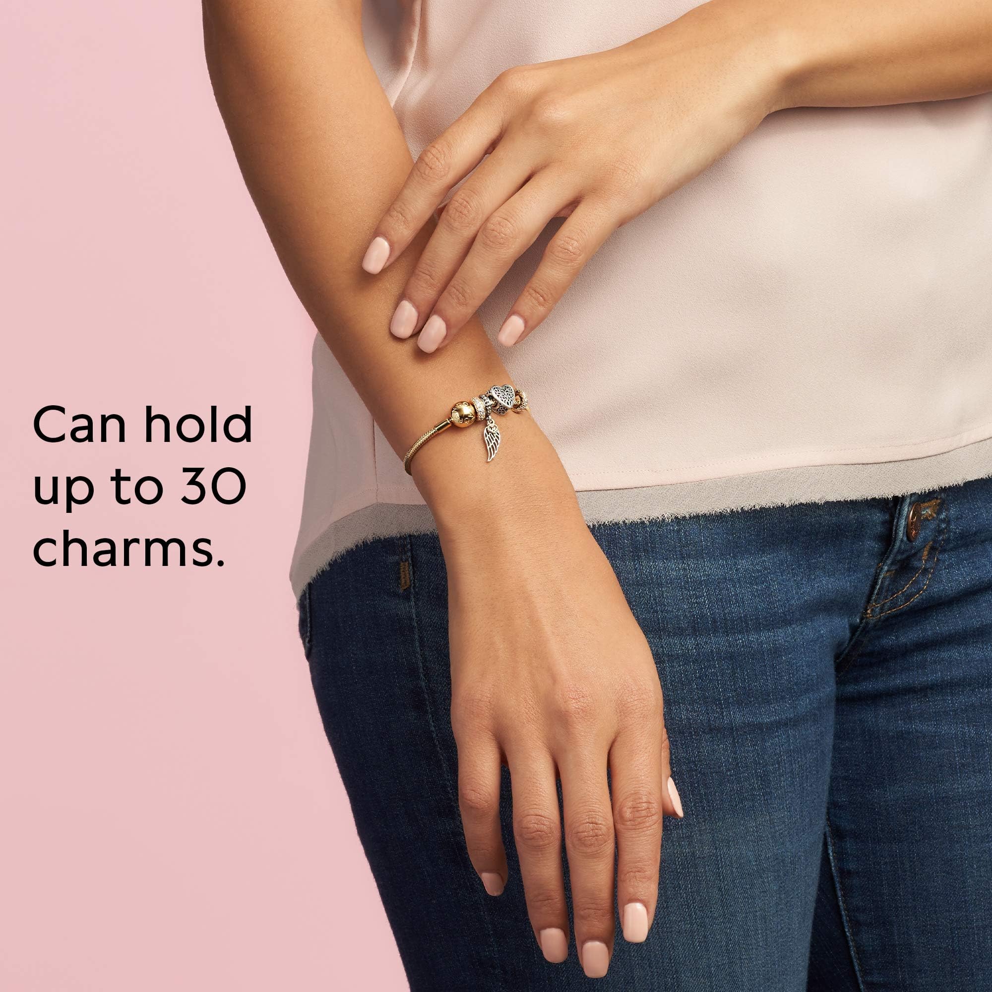 PANDORA Moments Snake Chain Bracelet - Hand-Finished Charm Bracelet - Jewelry for Her with Gift Box - Compatible Moments Charms - Sterling Silver