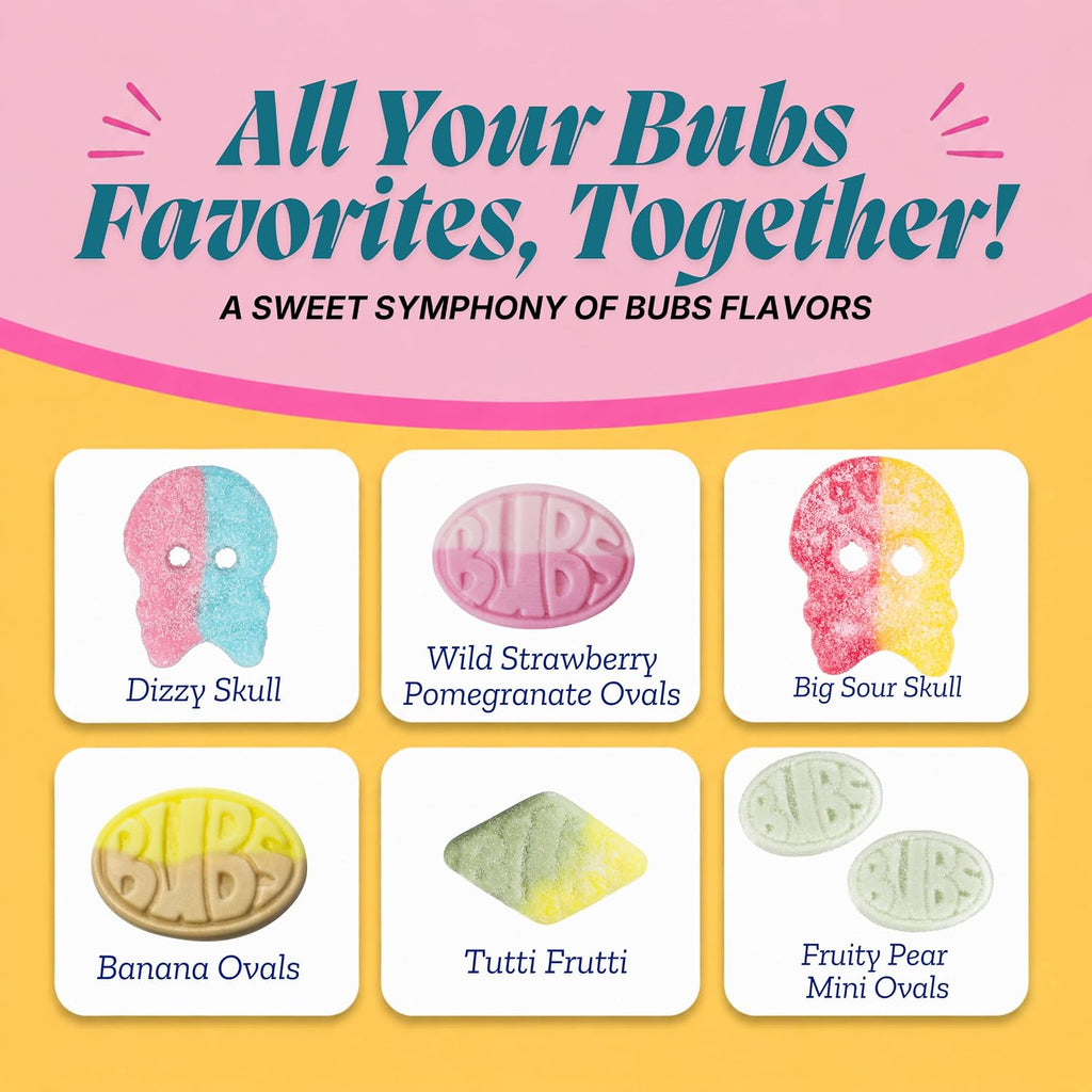 BUBS Swedish Candy Mix 1 lb - Authentic Sweet and Sour Swedish Gummies - Gelatin-Free Vegan Gummy Candy Assortment, Imported from Sweden - Foam Candy - Big Ovals, Dizzy Skulls, Tutti Frutti and More