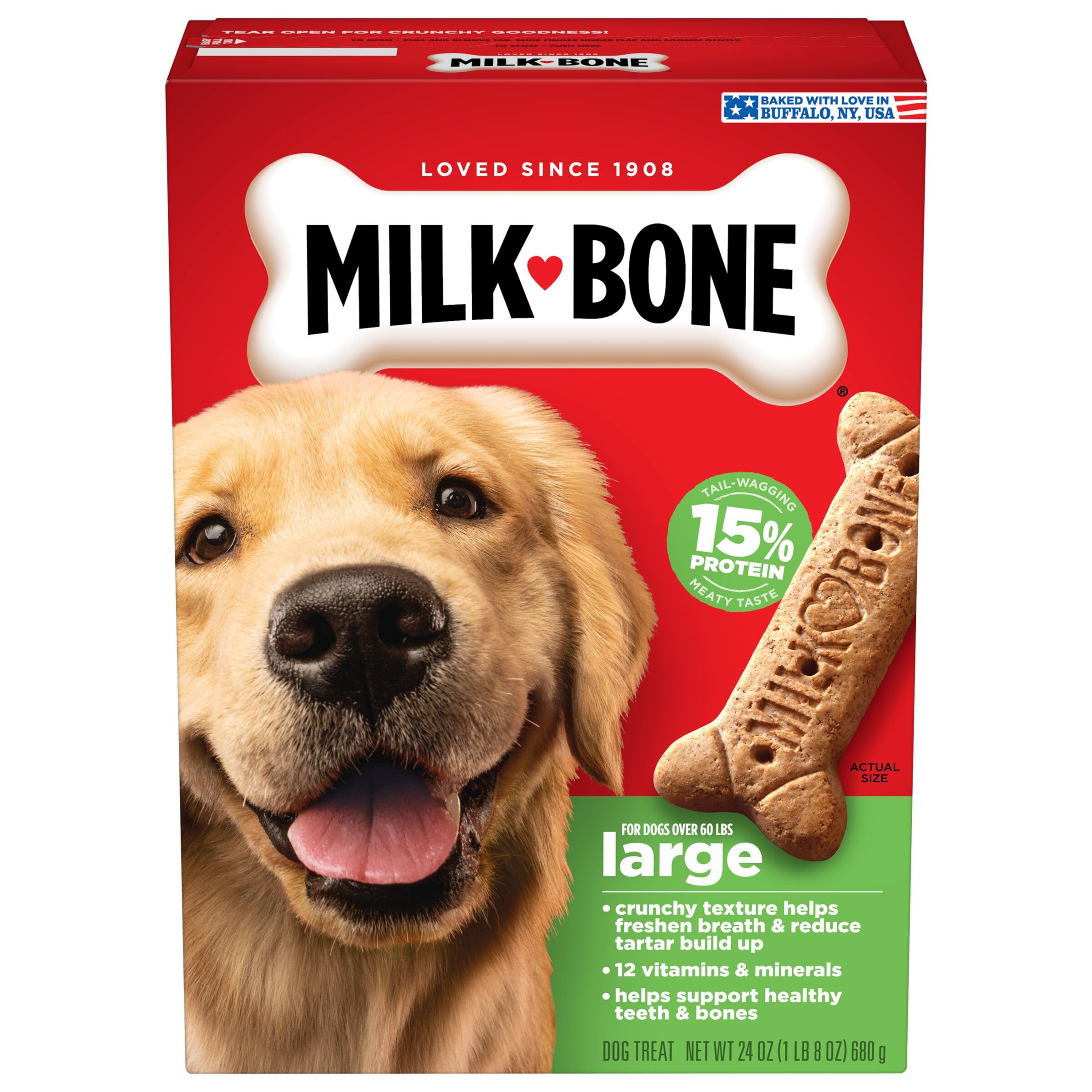 Milk-Bone Crunchy Small Dog Treats, 24 Oz. Boxes, Original Beef Flavor (Pack of 12)