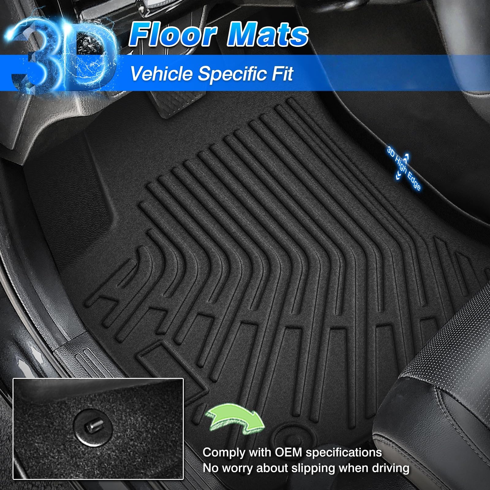 Cartist Floor Mats Compatible with Kia EV6 2022 2023 2024 2025 2026 Accessories All Weather Floor Liner Front & Rear 2 Rows Car Carpet Protection TPE Odorless