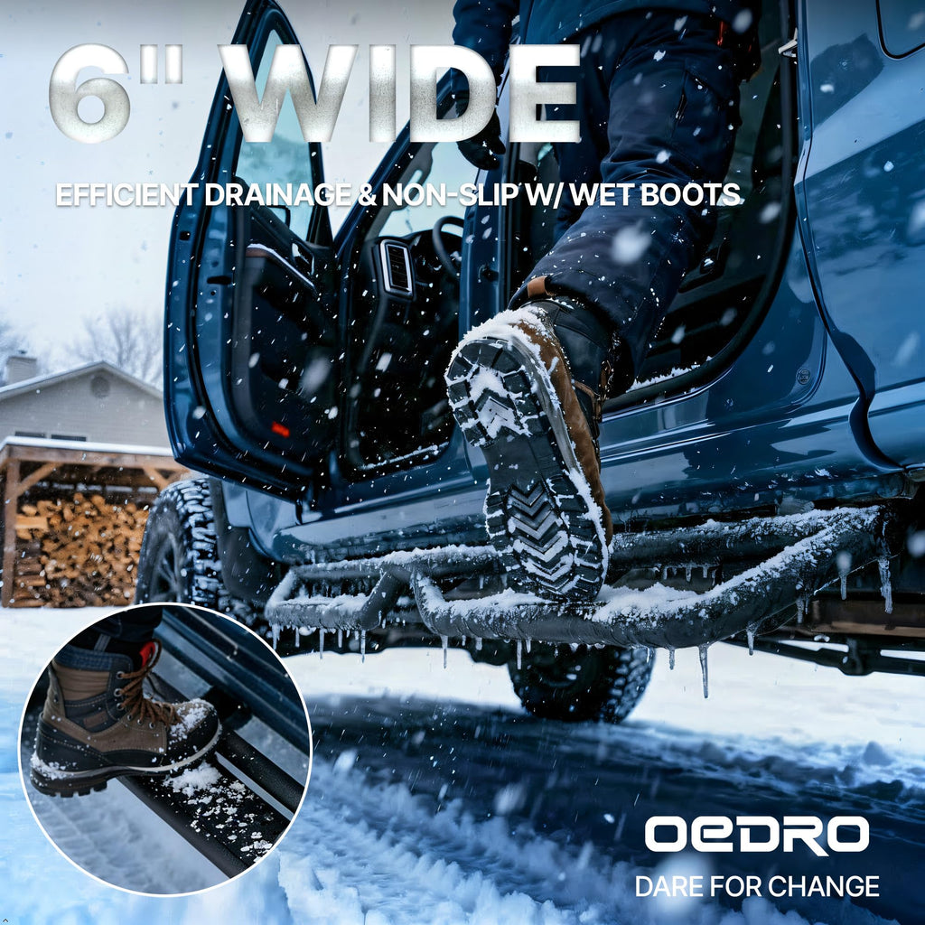 OEDRO Running Boards: Compatible with Chevy Colorado/GMC Canyon 2015-2026 Crew Cab, Side Steps Two-Stairs Bed Access Nerf Bar Rails