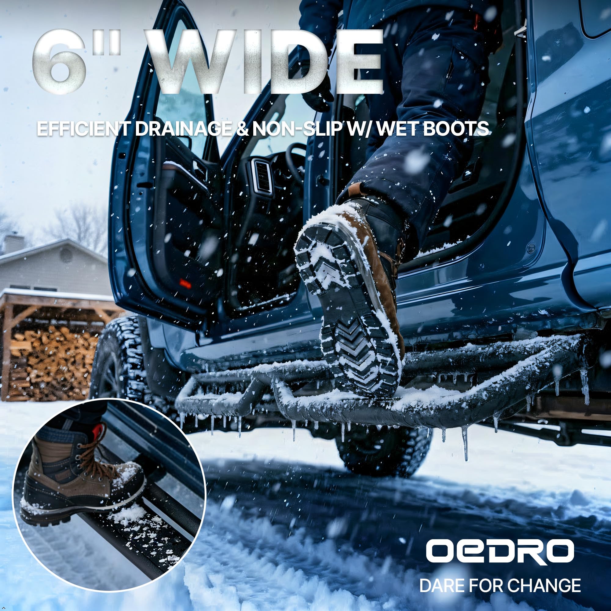 OEDRO Running Boards: Compatible with Chevy Colorado/GMC Canyon 2015-2026 Crew Cab, Side Steps Two-Stairs Bed Access Nerf Bar Rails