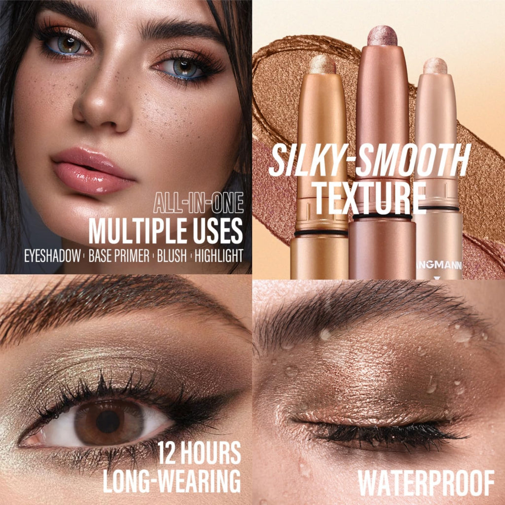 Eyeshadow Stick Set, 2 Colors Matte Professional Bright-Colored Contouring and Highlight Eyeshadow Stick, Cream Waterproof Long Lasting High Pigmented Eye Shadow