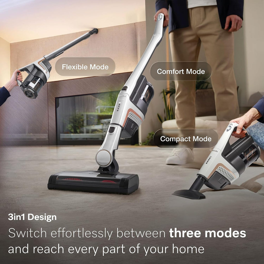 Miele Triflex HX2 Self-Standing Cordless Stick Vacuum Cleaner, 60 min runtime, Lotus White / Rose Gold