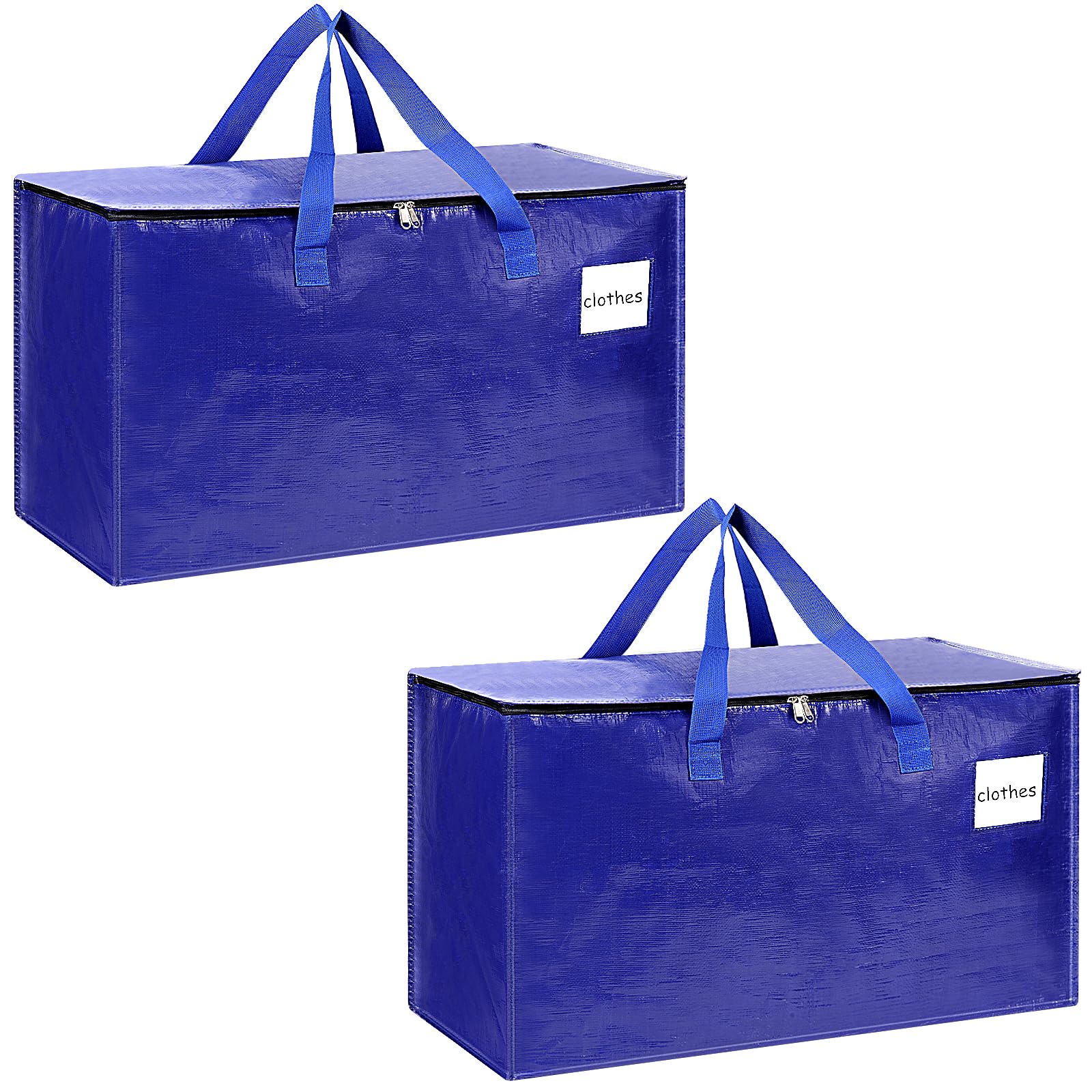 2-Pack Extra-Large Heavy-Duty Storage Totes with Reinforced Handles, Durable Zippers & Waterproof Material — Perfect for Space-Saving, Moving, Shipping and Travel (Black)