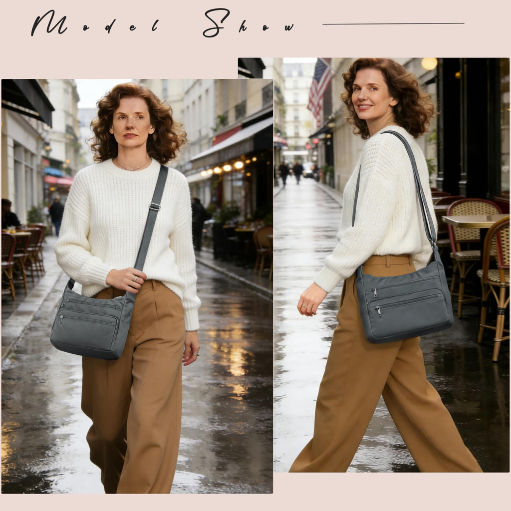 VOLGANIK ROCK RFID Purses for Women Fabric Nylon Multi Pocket Crossbody Bag Ladies Travel Handbag