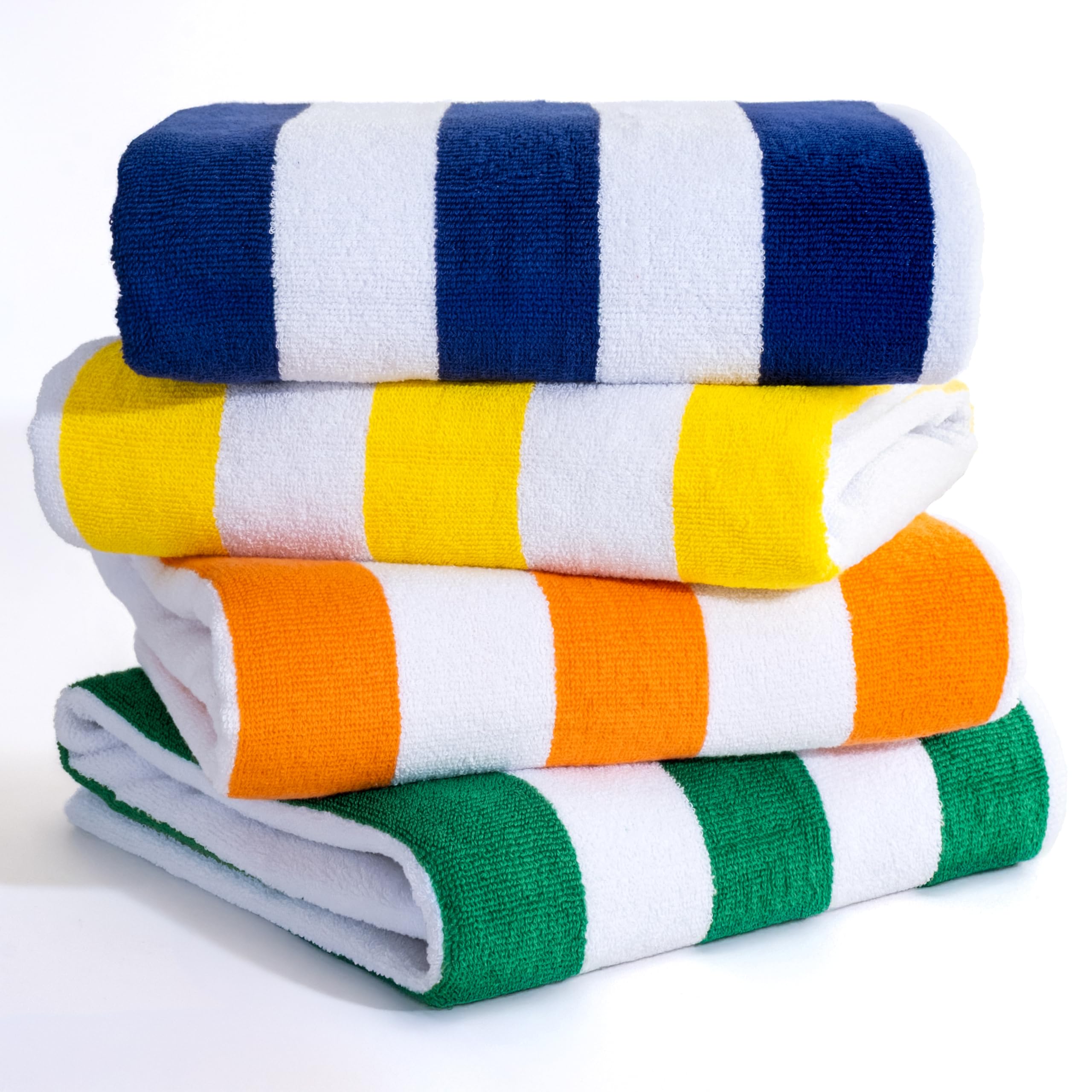 American Soft Linen Cabana Striped Beach Towels, 30x60 inch 4 Piece Oversize Pool Towels, Quick Drying Sand Free Swim Towels, Beige