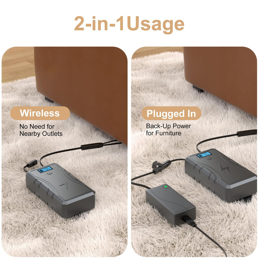 Battery Pack for Reclining Furniture without Charger, 2500mAh Universal Recliner Battery Pack Rechargeable with LED Display for Electric Recliner, Sofa, Couch, Lift Chair, 2-Pin Motion Furniture