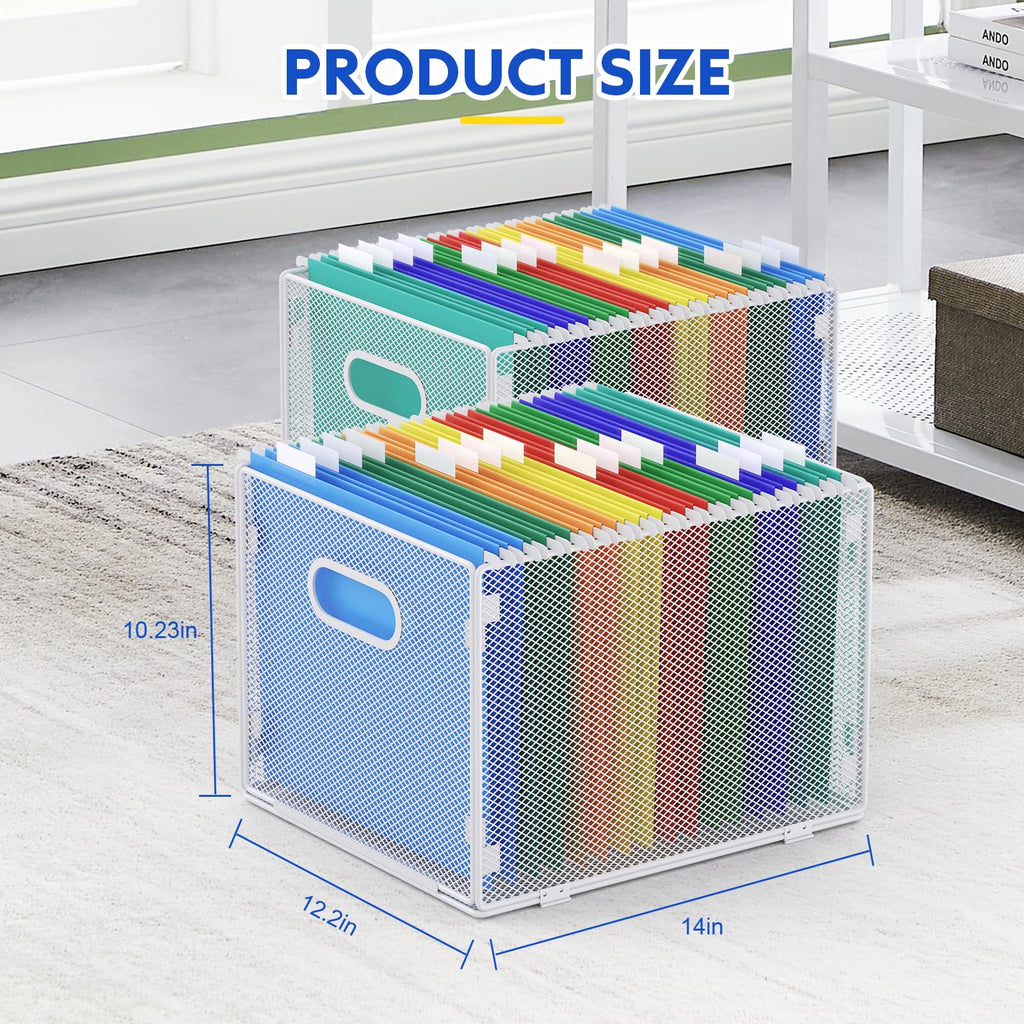 samstar Hanging File Organizer, Mesh File Folder Organizer File Crate File Cabinet Inserts Storage Box, Letter Size