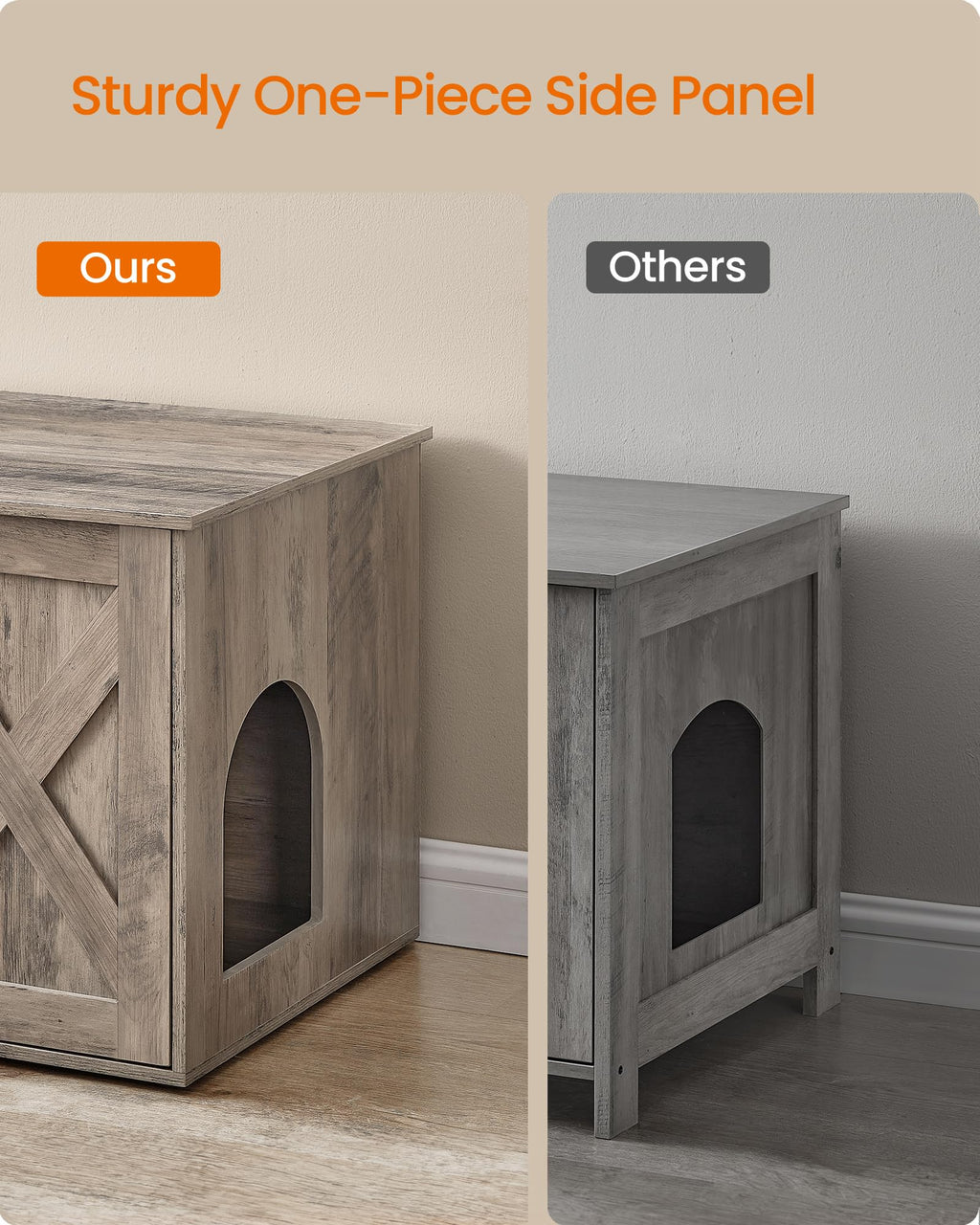 Feandrea Cat Litter Box Enclosure, Litter Box Furniture Hidden, Indoor Cat House, End Table, 27.6 x 19.7 x 19.7 Inches, Heather Greige UPCL022K01