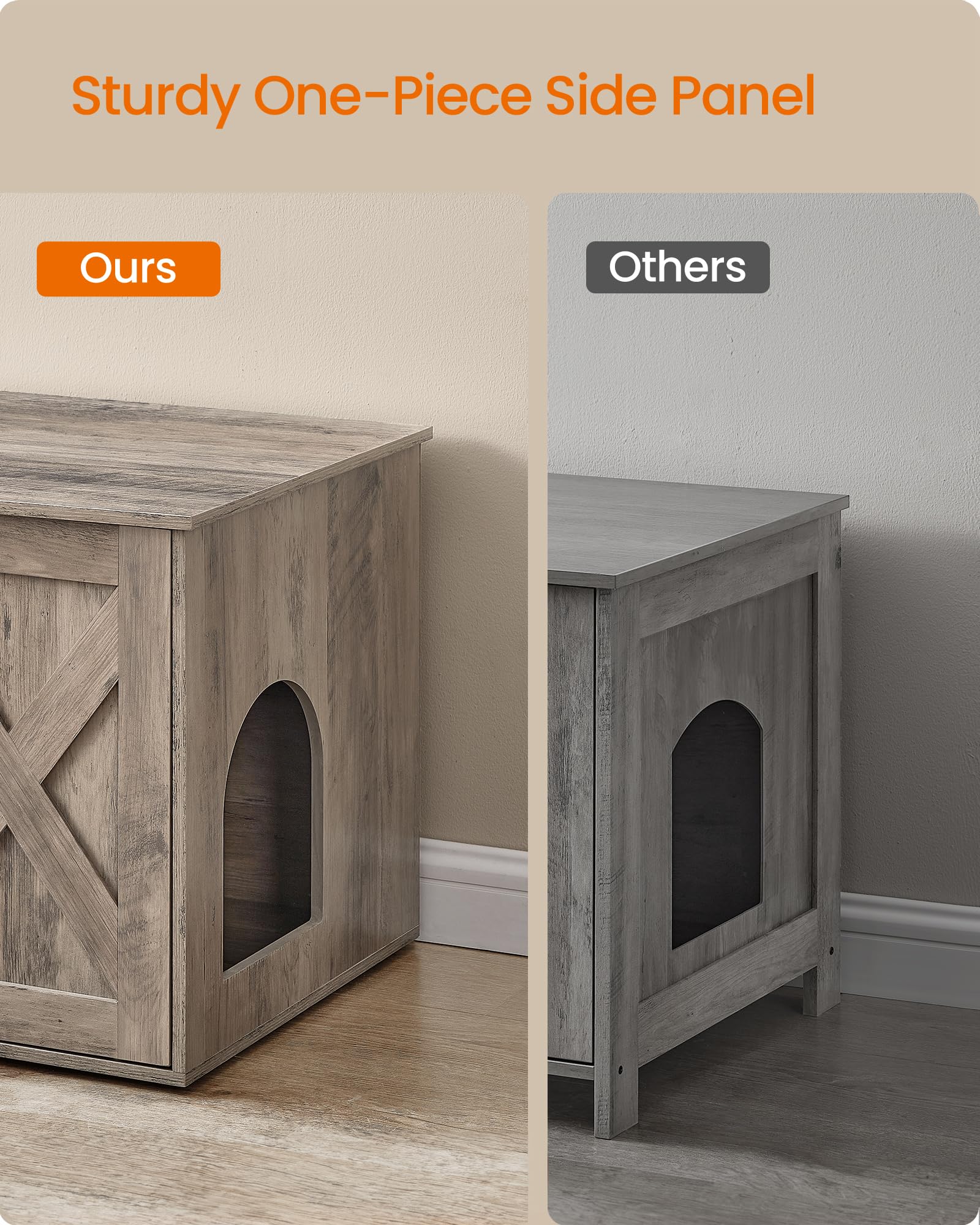 Feandrea Cat Litter Box Enclosure, Litter Box Furniture Hidden, Indoor Cat House, End Table, 27.6 x 19.7 x 19.7 Inches, Heather Greige UPCL022K01