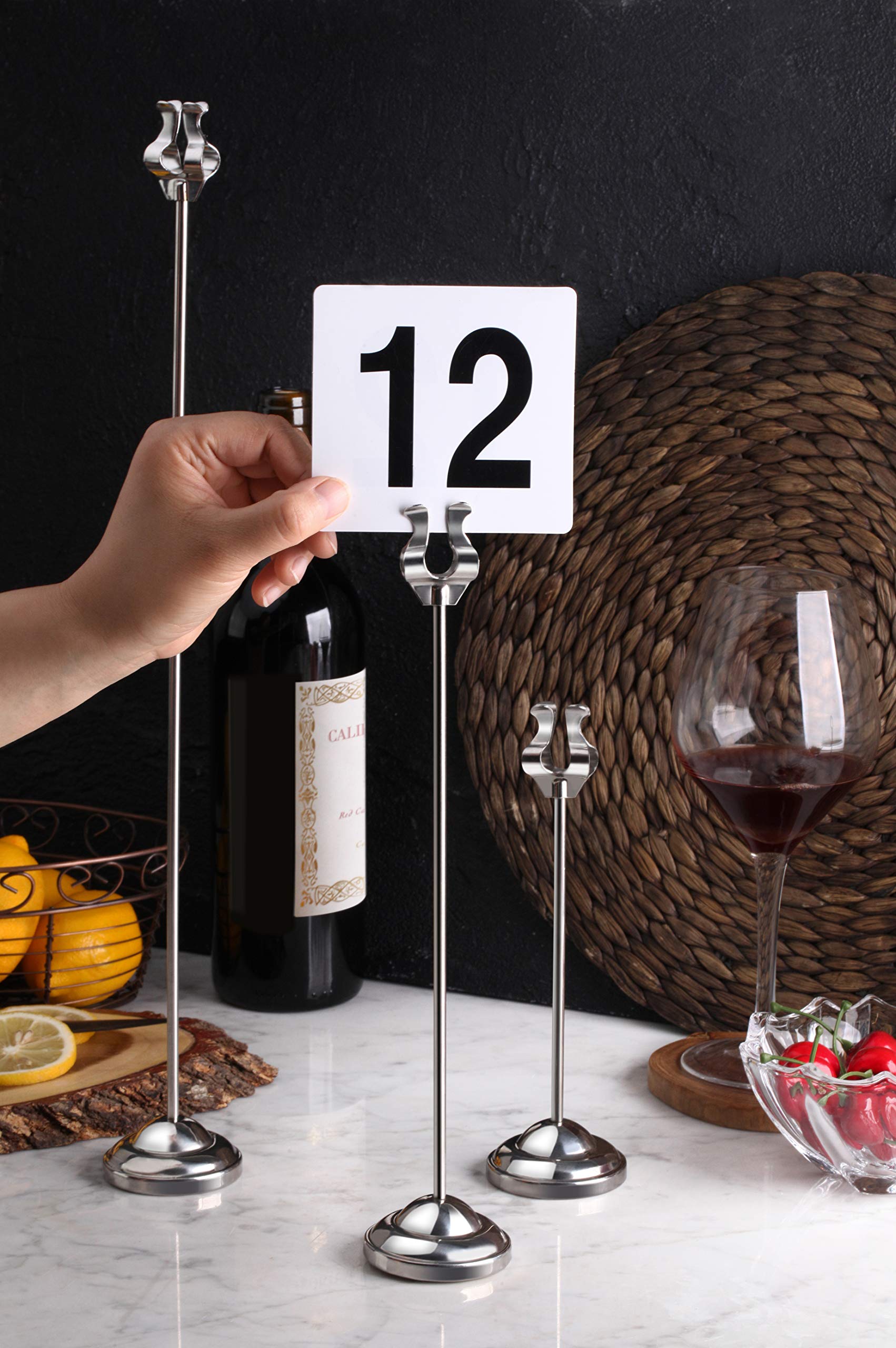 New Star Foodservice 23145 Double Side Plastic Table Numbers, 1 to 25, 4" x 4", Light Grey on Black