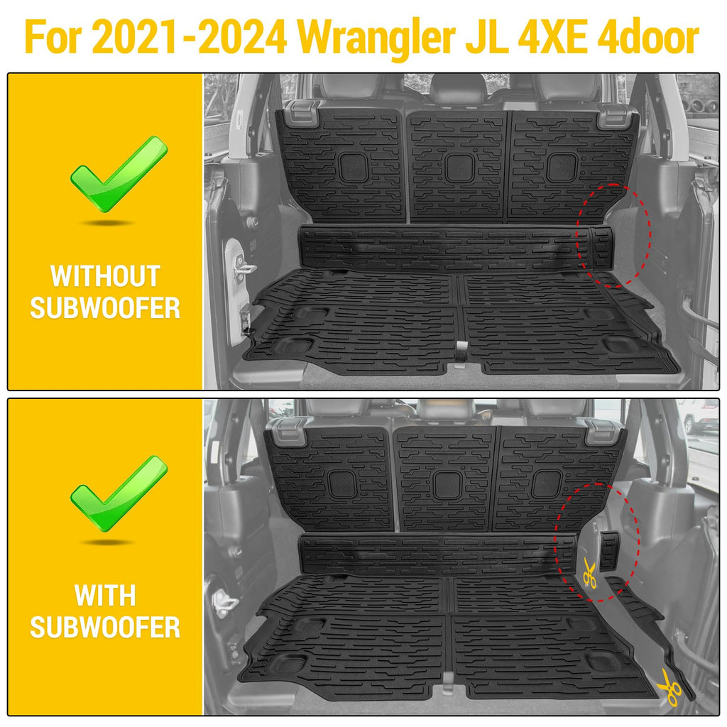 Cargo Mats for 2018-2025 Jeep Wrangler JL Unlimited 4X4 Trunk Mat with Backrest Liner, All Weather TPE Protector Rear Back Seat Mats for 18-25 Wrangler JL 4X4 4 Door Accessories