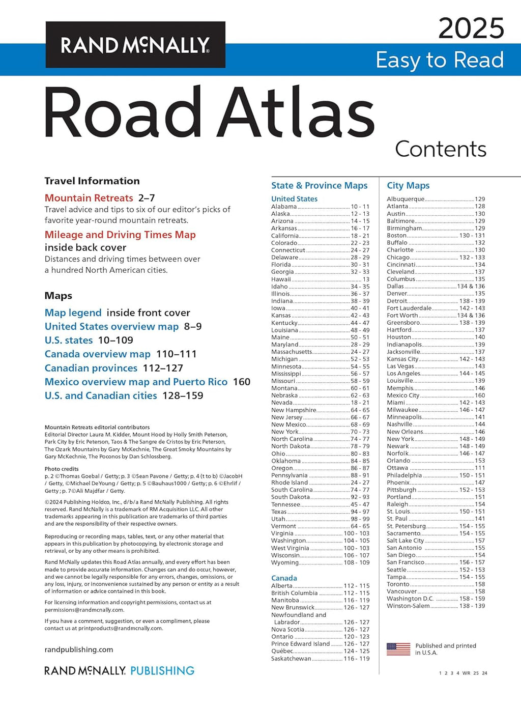 Rand McNally Road Atlas 2025: United States, Canada, Mexico Easy to Read Large Print Maps