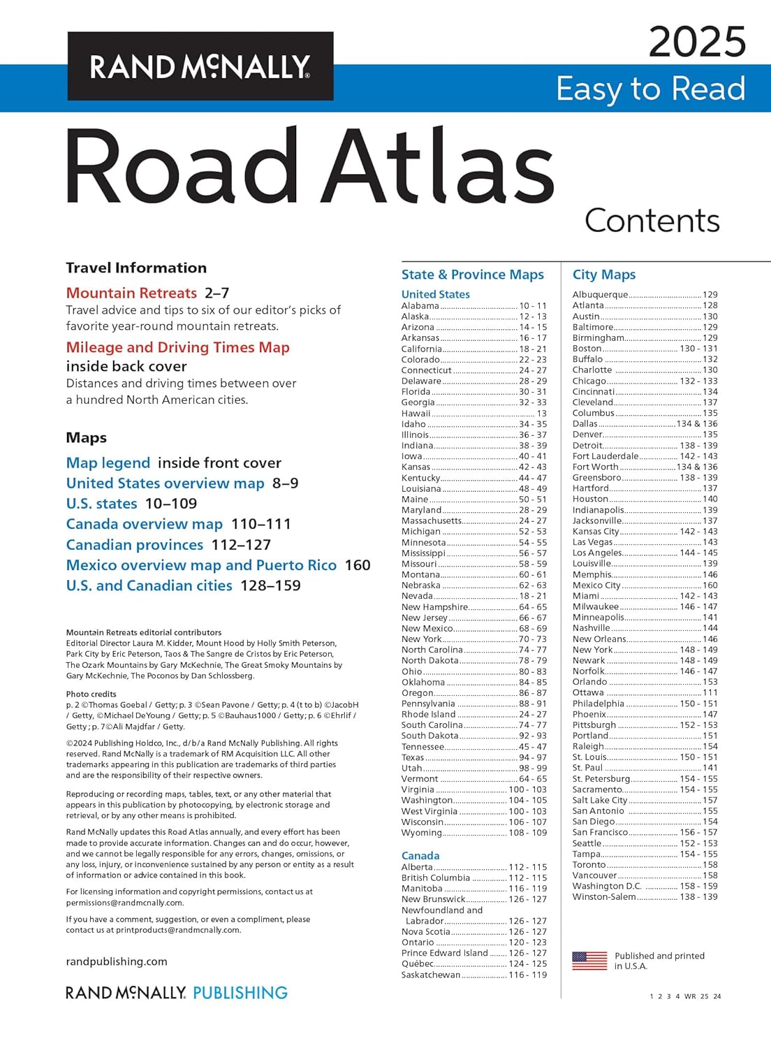 Rand McNally Road Atlas 2025: United States, Canada, Mexico Easy to Read Large Print Maps