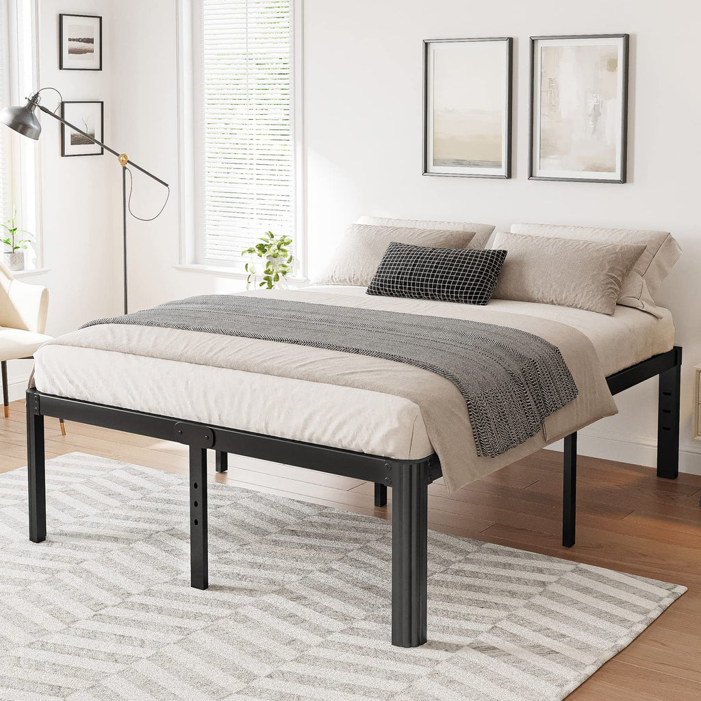 Hunlostten 16" Heavy Duty Twin Bed Frame No Box Spring Needed, Metal Platform Bed Frame Twin with Round Corners, Easy Assembly, Noise Free, Black