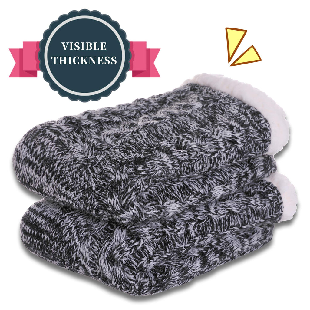 SDBING Women's Winter Super Soft Warm Cozy Fleece Lined Fuzzy Slipper Socks with Grippers